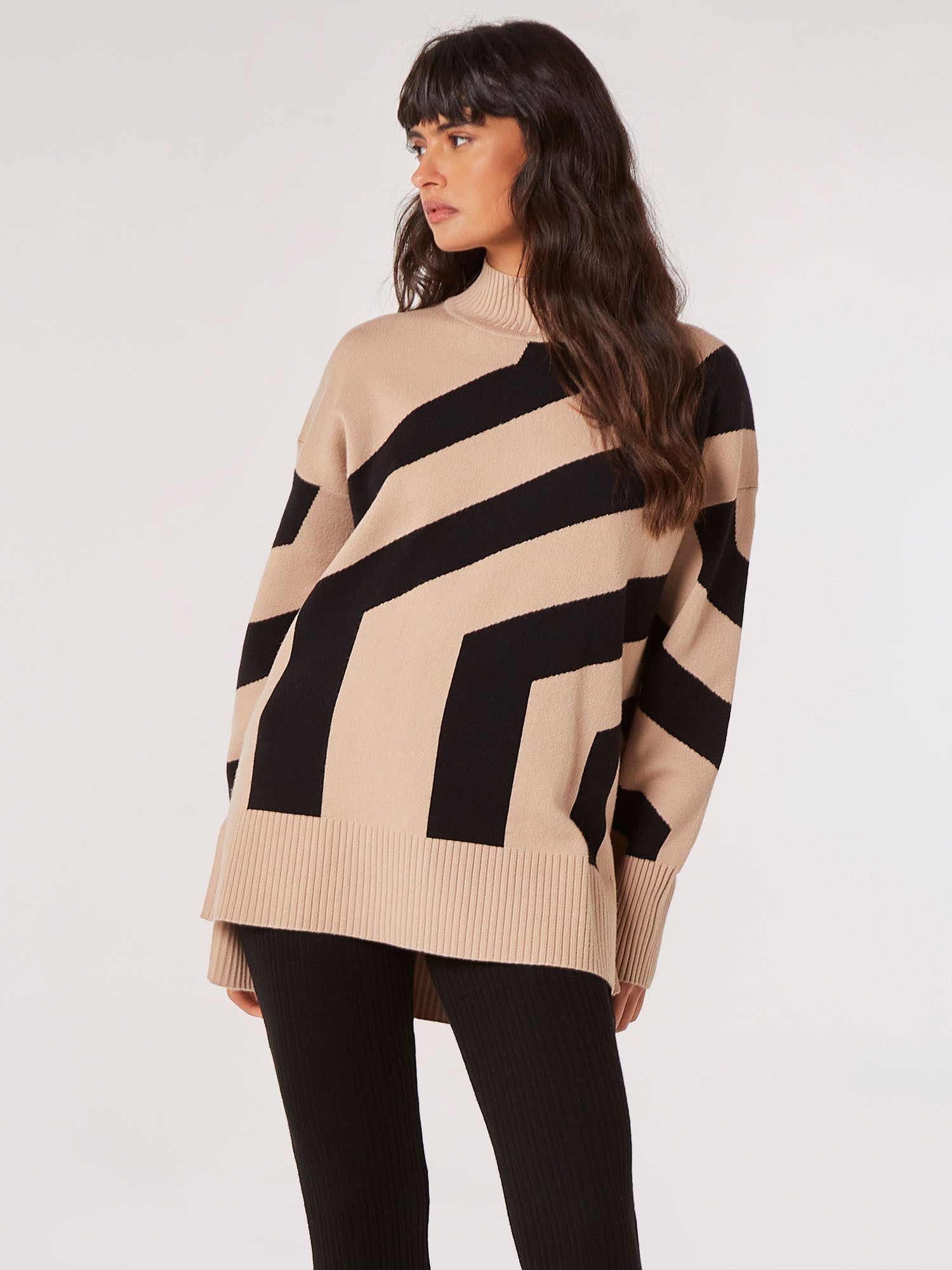 Apricot Streifenpullover Oversized Pullover (1-tlg) mit überschnittenen Sch günstig online kaufen