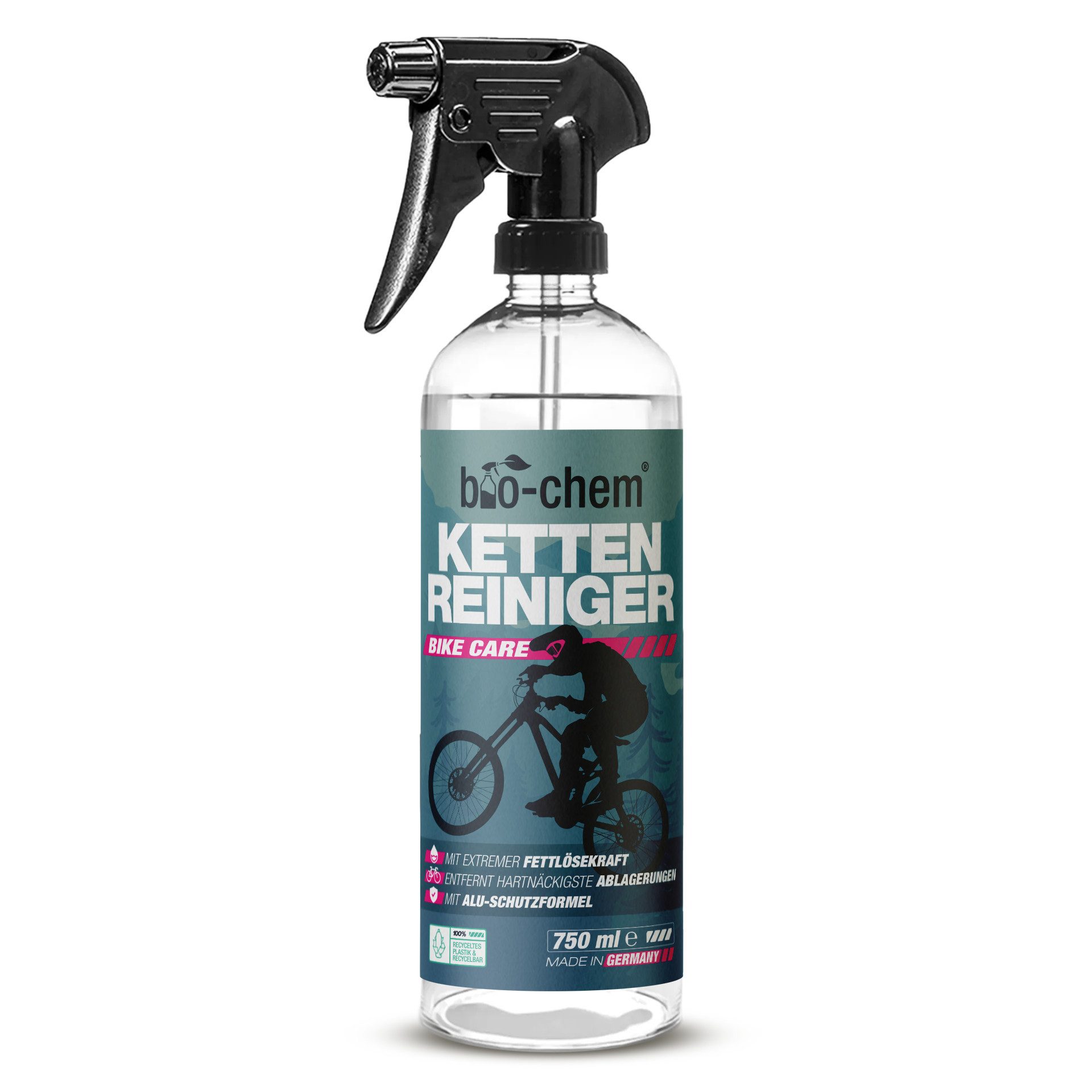 bio-chem bio-chem Kettenreiniger Fahrrad flüssig - Antriebsentfetter - 750 ml Zweiradreiniger (Einzelprodukt, [- Kettenreiniger 0.75 l Handsprayflasche Lösemittelfreier Entfetter, materialschonend)
