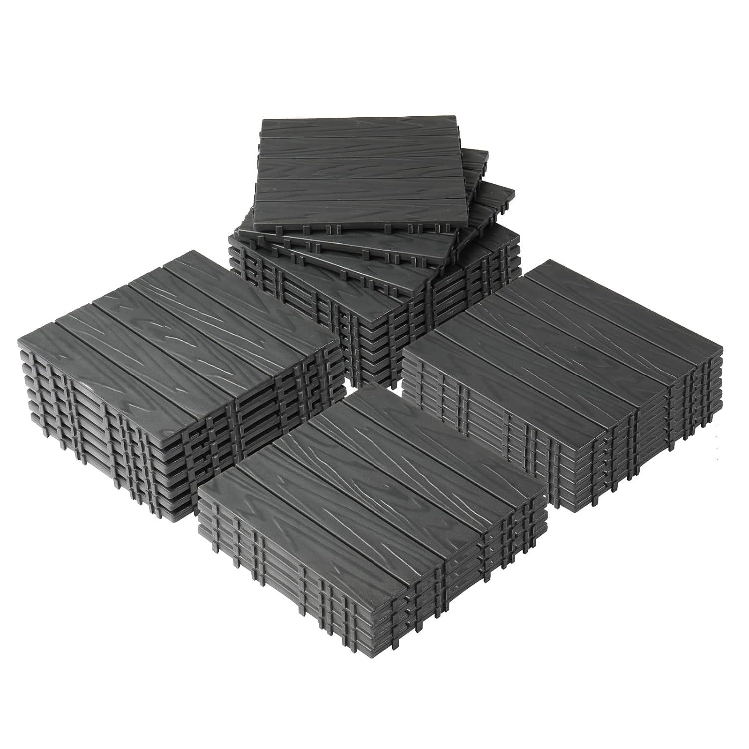 LEADZM Terrassendielen Terrassenfliesen 55er Set, Kunststoff, 30 x 30 x 2 cm, 5,00 m², BxL: je 30,00x30,00 cm, 2,00 mm Stärke, (55-St), Bodenbelag für Balkon & Garten, WPC Terrassenplatten mit Klick-System