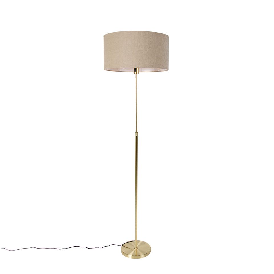 Qazqa Stehlampe Parte stof, ohne Leuchtmittel, Warmweiß, QAZQA Stehlampe, e27, Gold, Stahl, Design