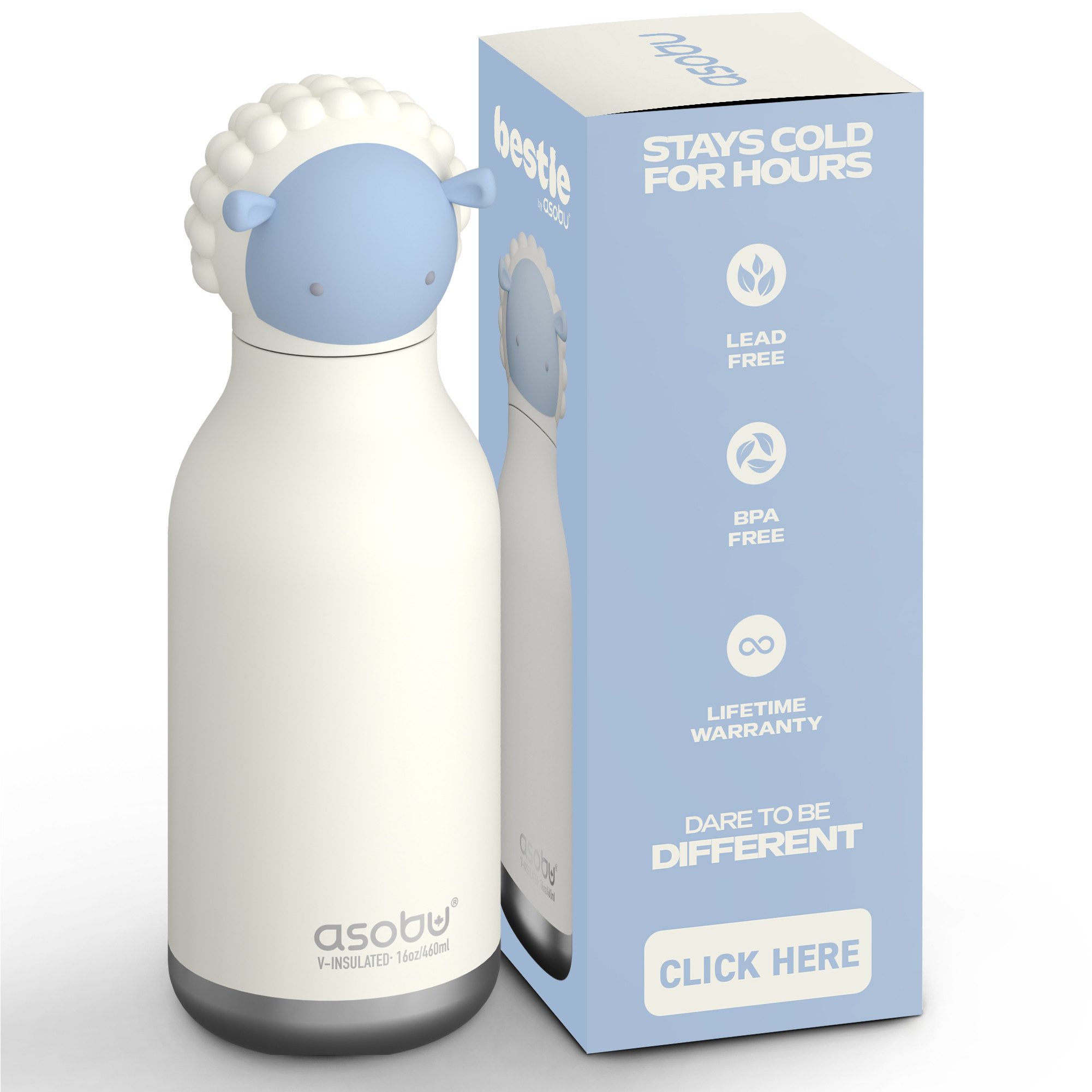 ASOBU Trinkflasche Asobu® Kindertrinkflasche BESTIE mit Strohhalm 460ml