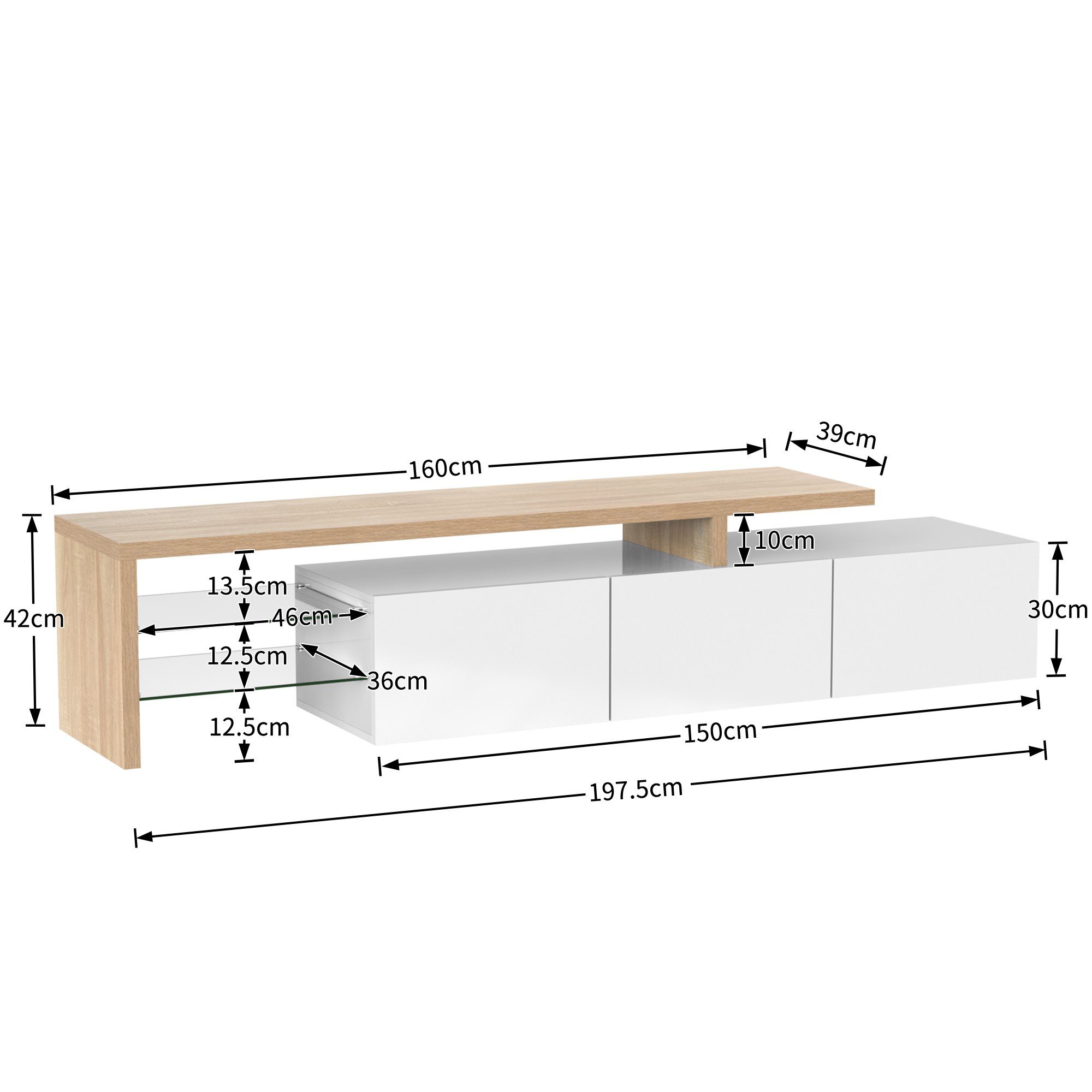 praktischer TV-Schrank-Design: Stauraum,LED-Beleuchtung DOTMALL TV-Schrank Modernes