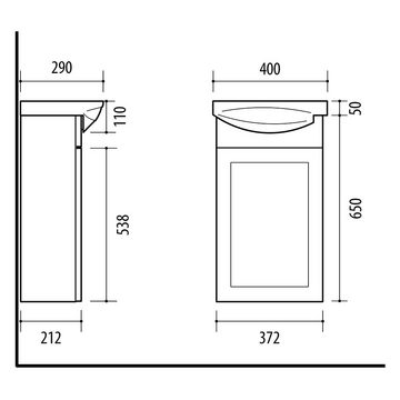 Planetmöbel Badmöbel-Set Waschbeckenunterschrank Matt 40cm mit Spiegelschrank, (Komplett-Set, 3-St)