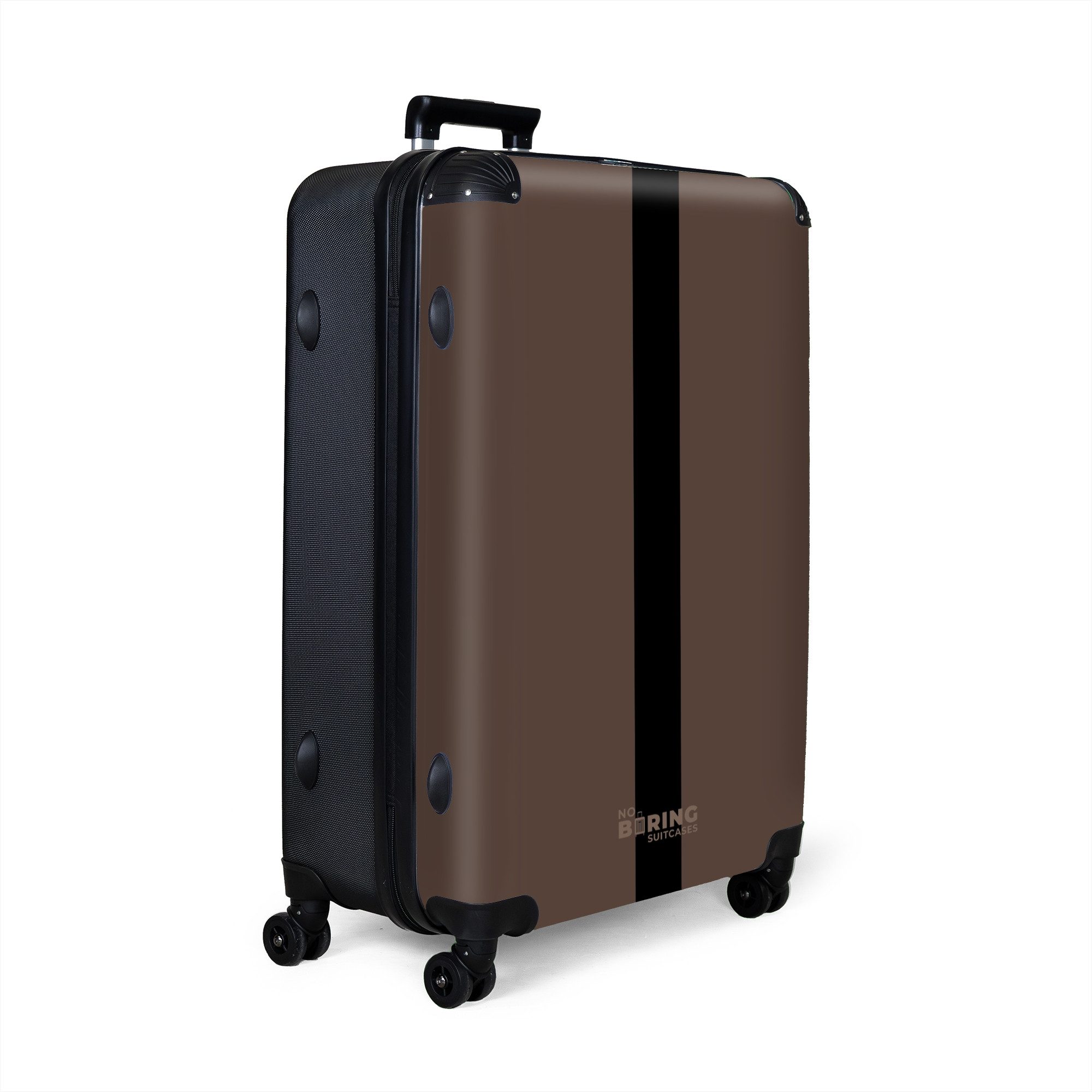 NoBoringSuitcases.com© Hartschalen-Trolley Dunkelbraun mit schwarzem Streif günstig online kaufen