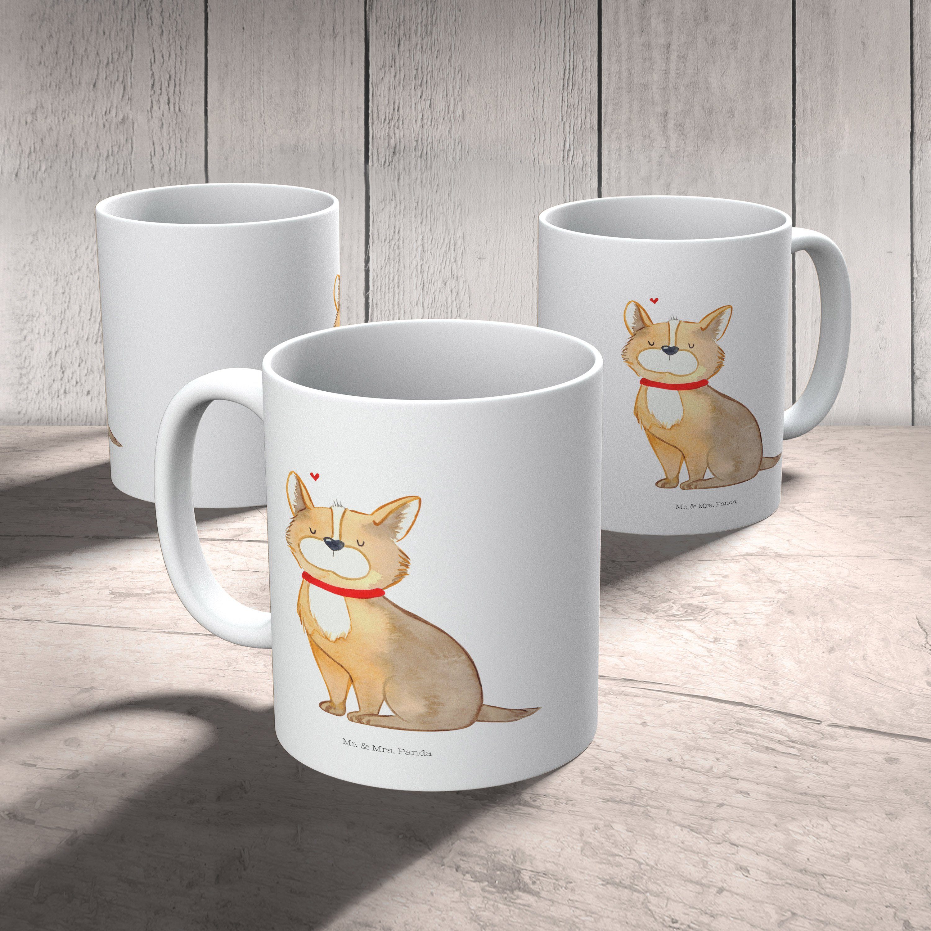 - & Mrs. Geschenk, Keramik Teetasse, Panda Keramiktasse, Tasse Hundeglück Hundebesitzer, Mr. Weiß -