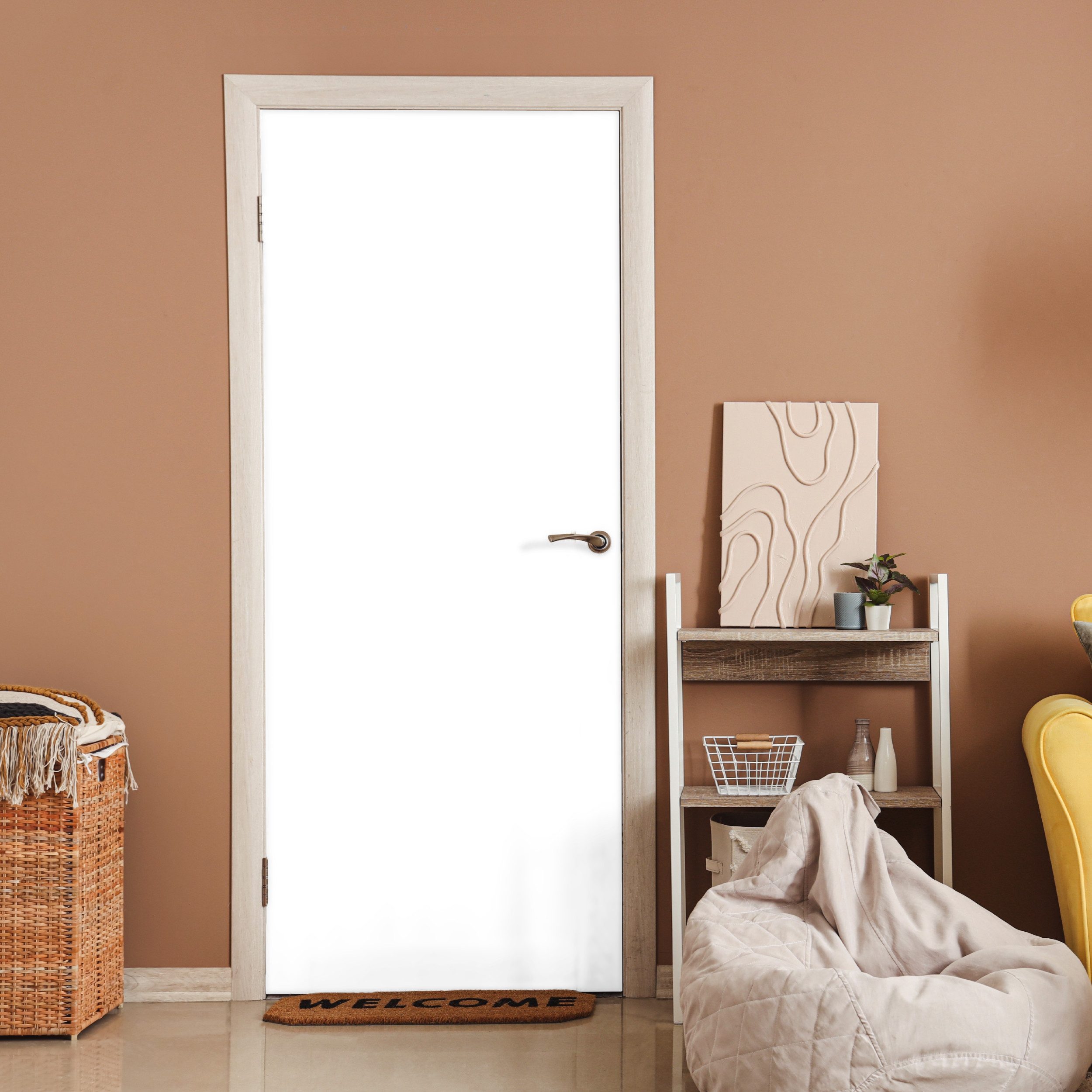 MuchoWow Türtapete Weiß - Farben - Neutral, Matt, bedruckt, (1 St), Selbstk günstig online kaufen