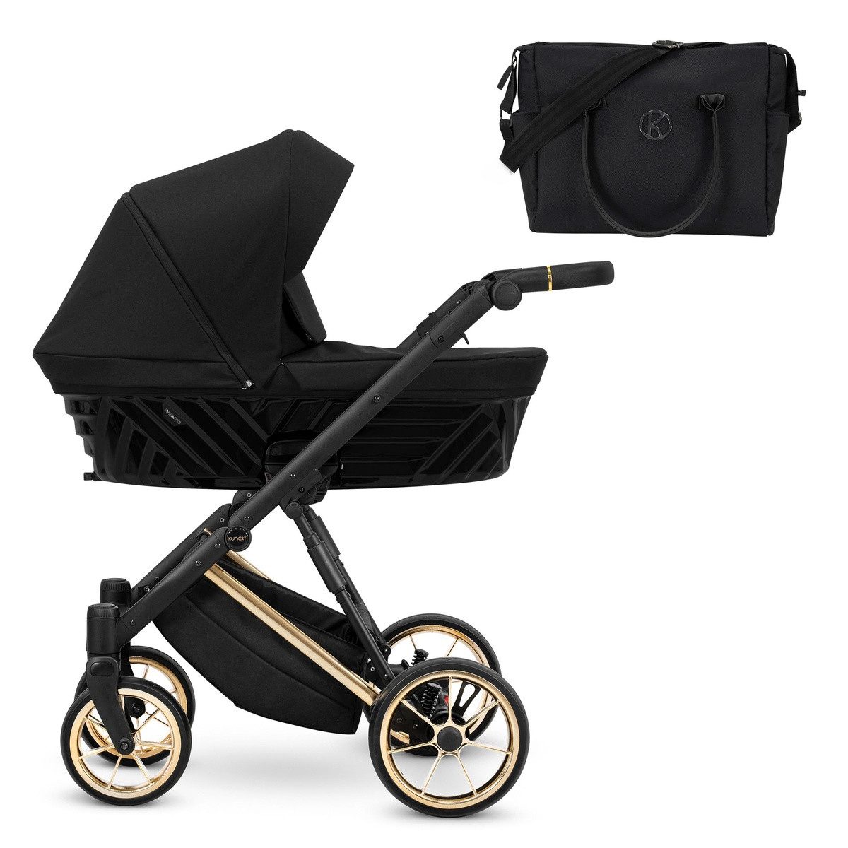 KUNERT Kombi-Kinderwagen Ivento Premium 3in1 Kinderwagen mit Goldrahmen und Zubehör, Leichtes Aluminiumgestell, große Räder für verschiedene Untergründe – Bild 2 von 5