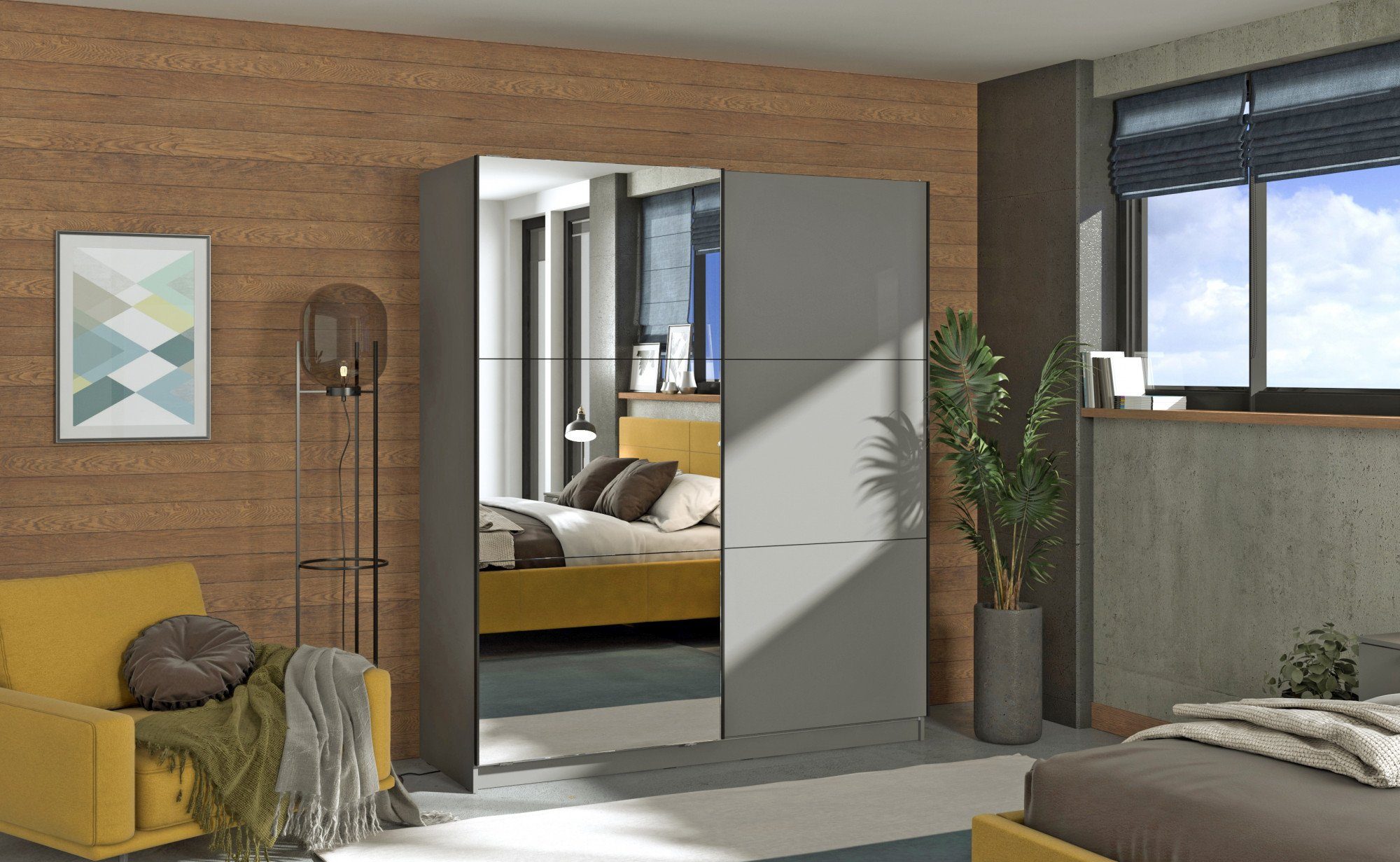 INOSIGN Schwebetürenschrank Sierra Kleiderschrank mit Spiegel Wäscheschrank günstig online kaufen