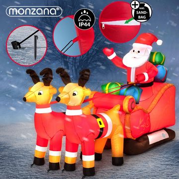 monzana Weihnachtsmann, Aufblasbarer mit Schlitten LED Beleuchtet Groß Rentiere IP44 Außen