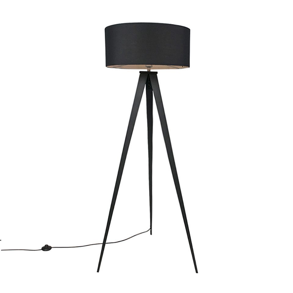 Qazqa Stehlampe Ilse, Dimmbar, LED wechselbar, Extra-Warmweiß, QAZQA Stehlampe, e27, Schwarz, Stahl, Modern
