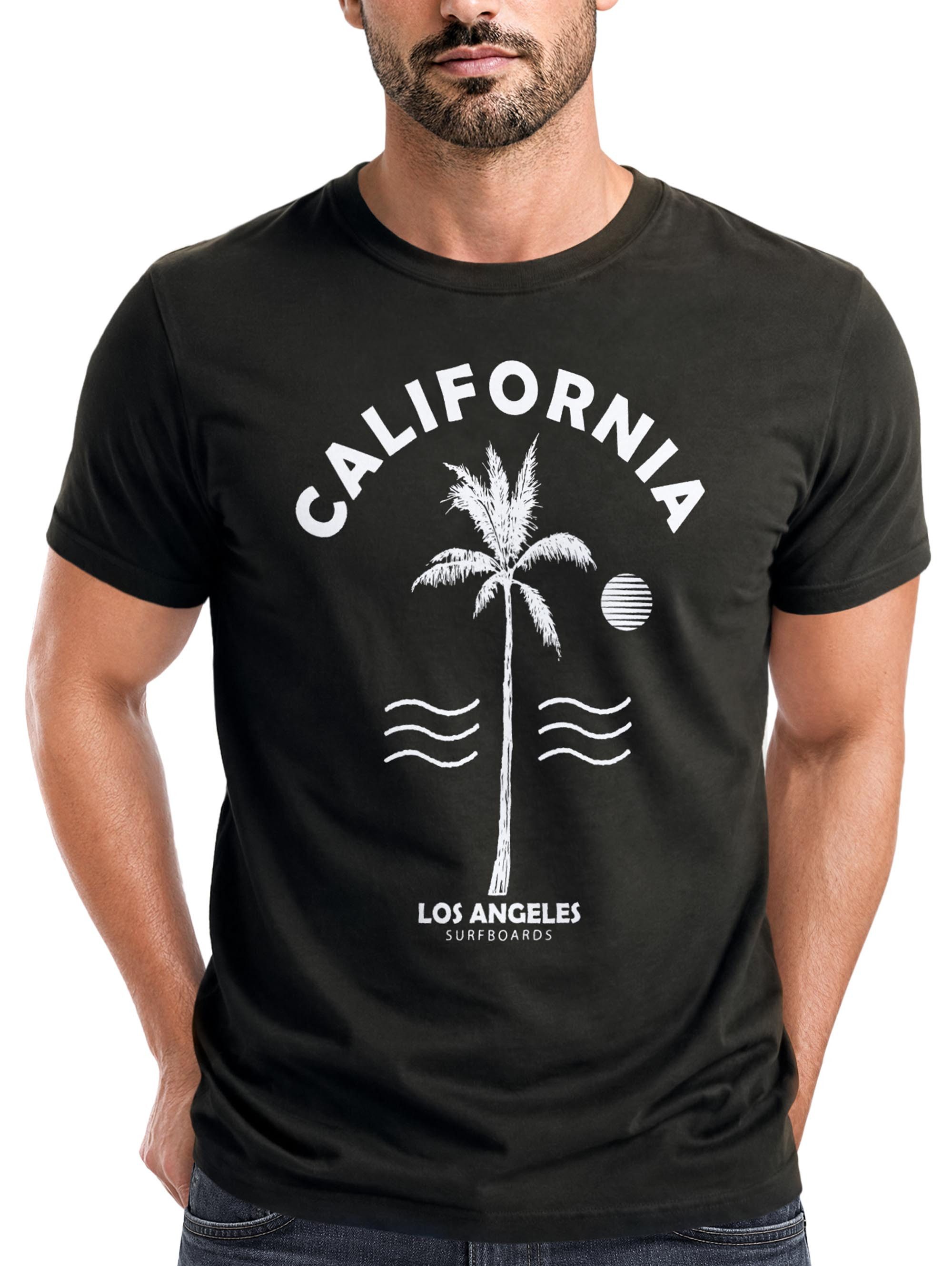 Print-Shirt Sommer T-Shirt Herren Retro Design Palme Meer Sonne Neverless®