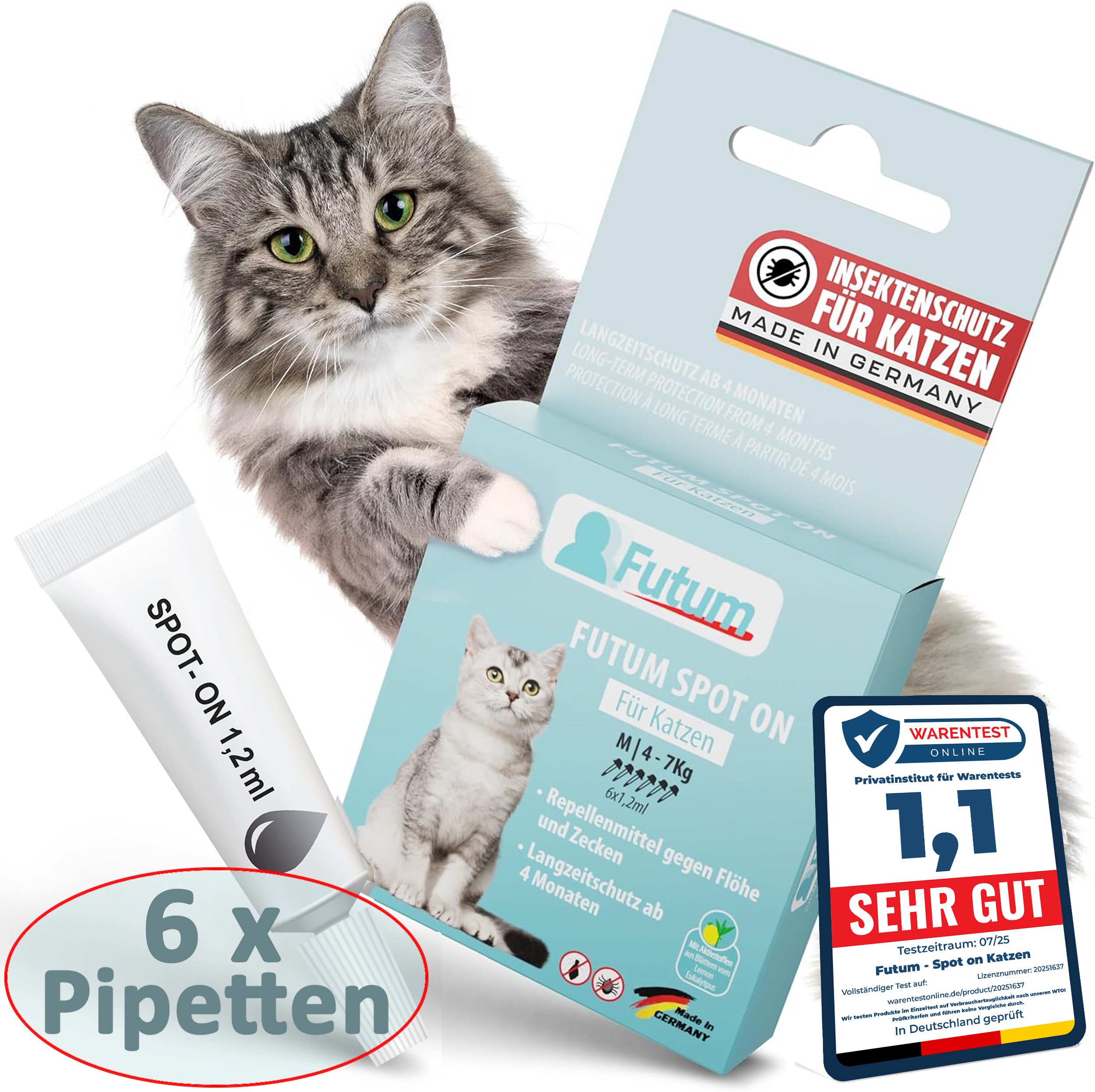 FUTUM Zeckenschutzmittel Spot on für Katzen, 7.2 ml, MADE IN GERMANY günstig online kaufen