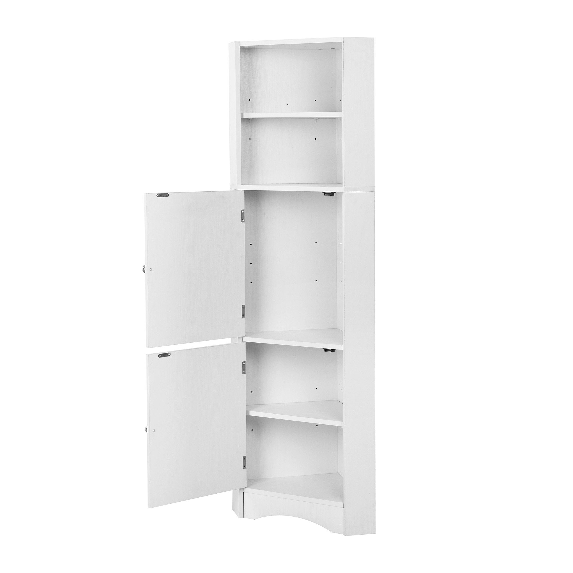 Flieks Badkommode Eckschrank mit 2 Türen und verstellbarem Einlegeboden (36.5x36.5x155 cm, 1 St., für Wohnzimmer, Arbeitszimmer, Schlafzimmer), Hochschrank mit  – Bild 3 von 5