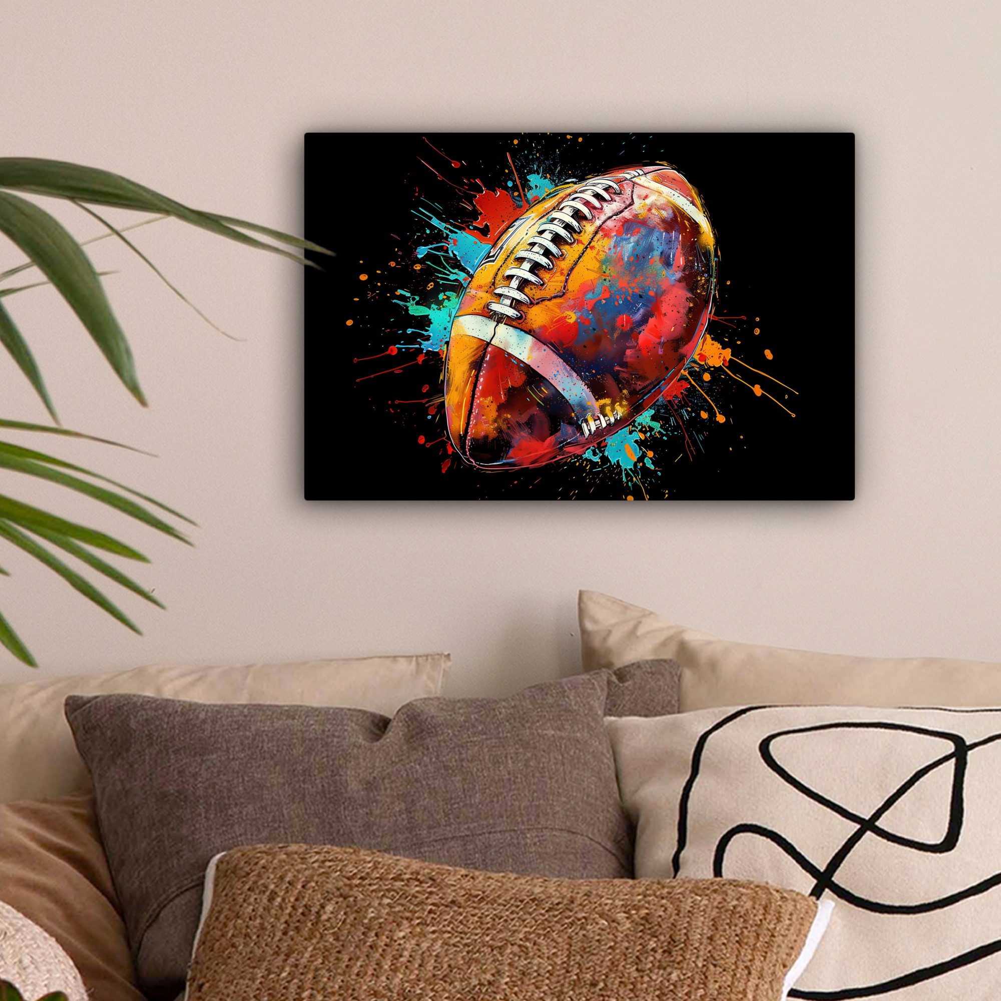 OneMillionCanvasses® Leinwandbild Graffiti - Sport - Rugby - American Footb günstig online kaufen