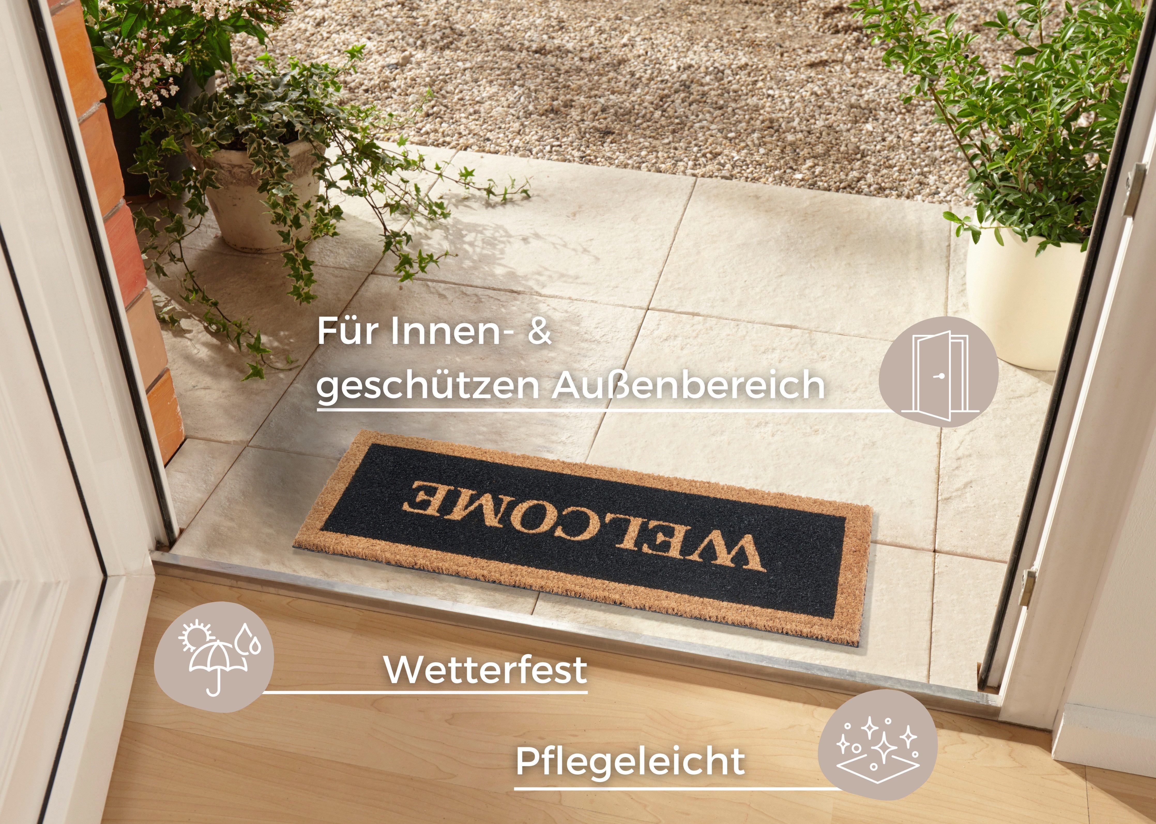 HANSE Home Fußmatte Mix Mats Kokos Welcome Border, Türmatte, rechteckig, Höhe: 15 mm, Kokos, Schmutzfangmatte, Outdoor, Rutschfest, Innen, Kokosmatte, Flur – Bild 2 von 5