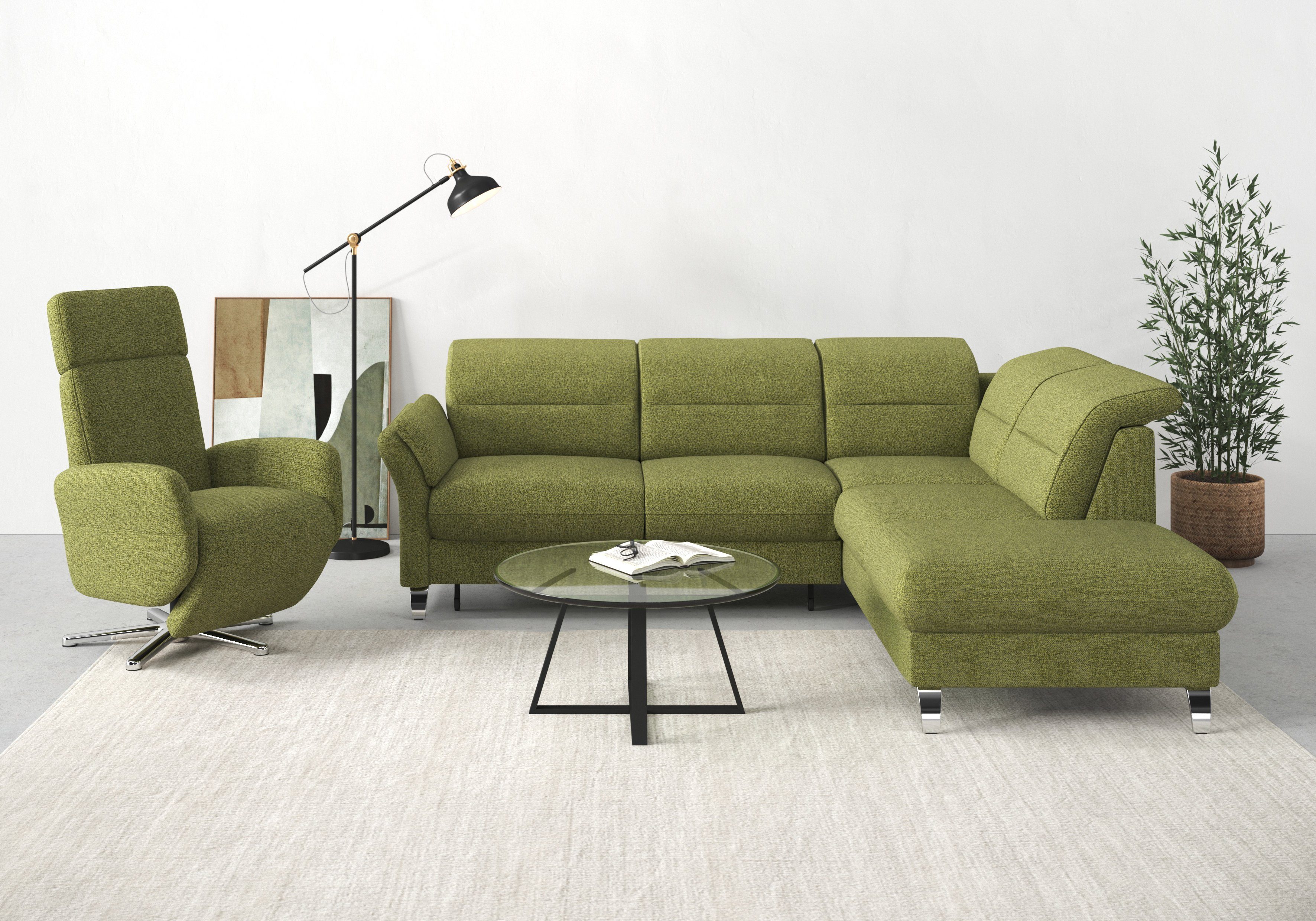 sit&more Ecksofa Grenoble L-Form mit Federkern, wahlweise mit Schlaffunktion, Bettkasten, Arm- und Kopfteilverstellung