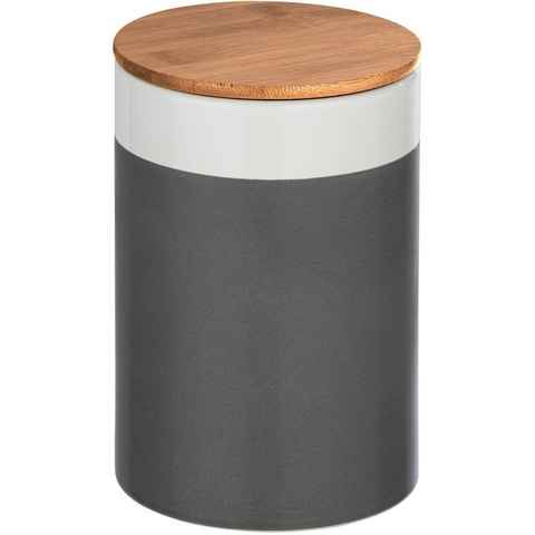 WENKO Vorratsdose Malta, Bambus, Keramik, (1-tlg), 1,45 l, im trendigen Farbblockdesign