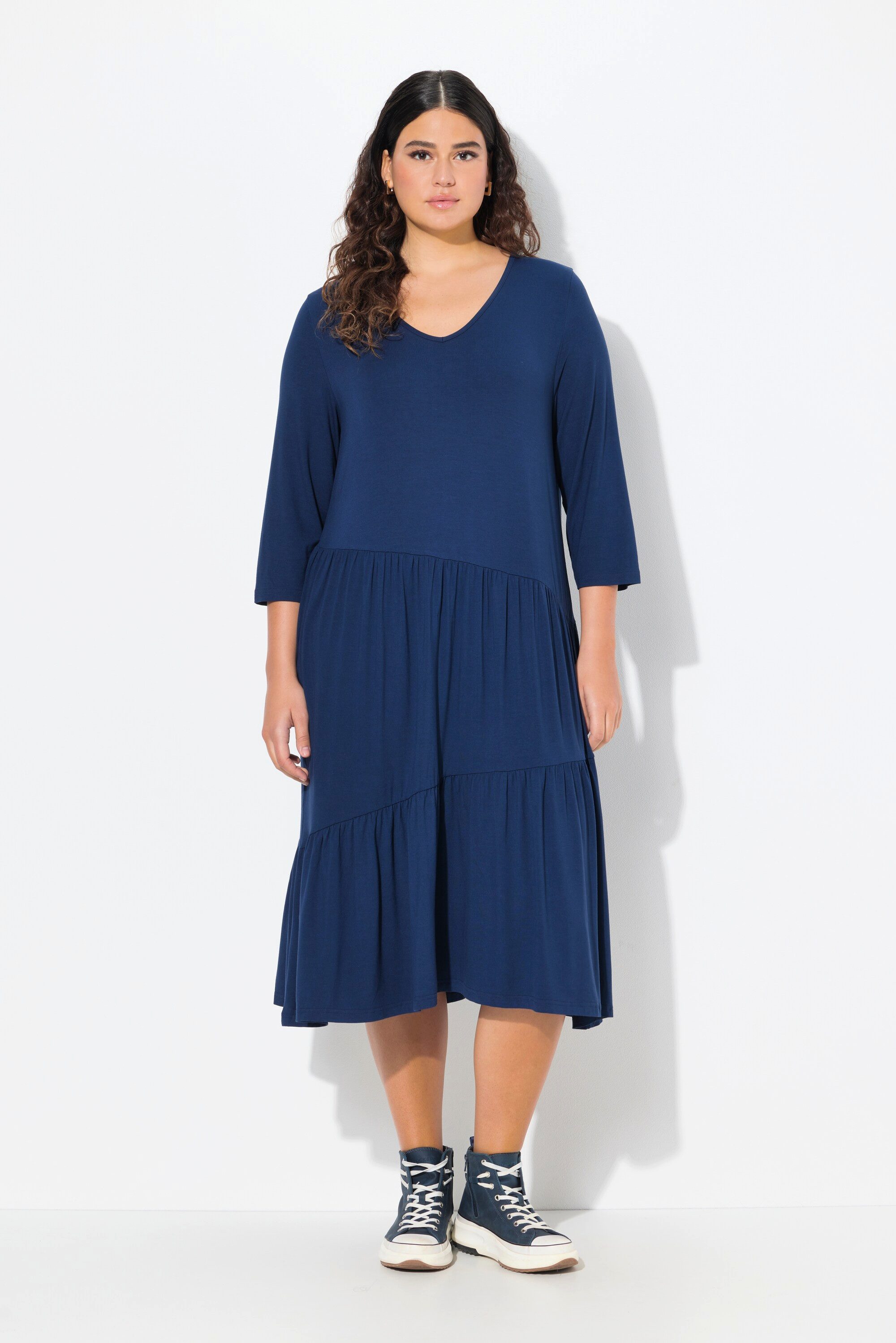 Ulla Popken Midikleid Midikleid Volants A-Linie günstig online kaufen