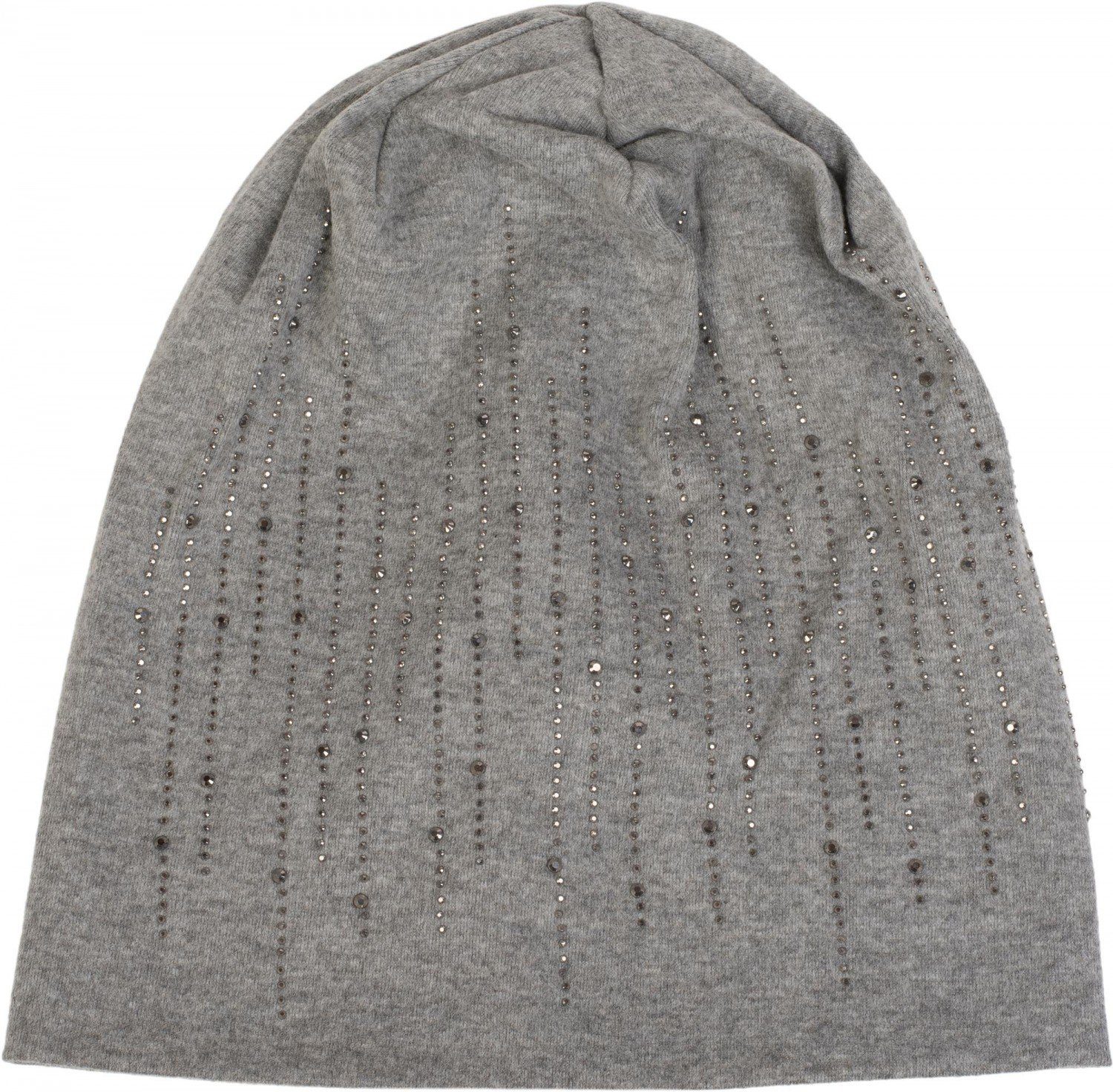 Strass Grau Streifen Beanie meliert styleBREAKER mit Beanie (1-St)