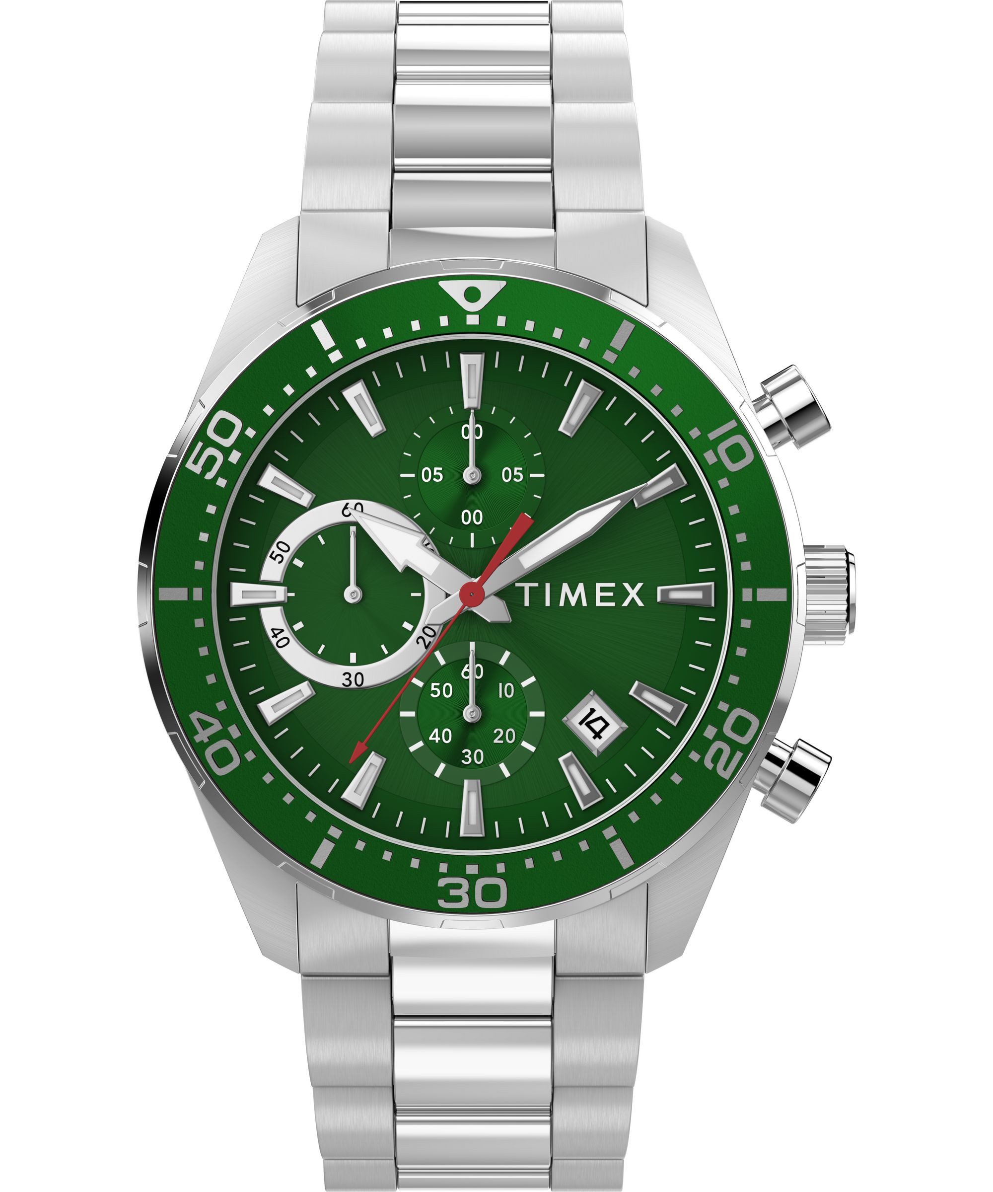 Timex Chronograph Ridgefield Chronograph TW2Y62100AJ, Quarzuhr, Armbanduhr, Herrenuhr, Edelstahlarmband, analog, Tag