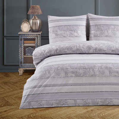 Bettwäsche Luxury, Buymax, Renforcé, 2 teilig, Bettbezug-Set 100% Baumwolle 135x200 cm Reißverschluss gestreift Lila