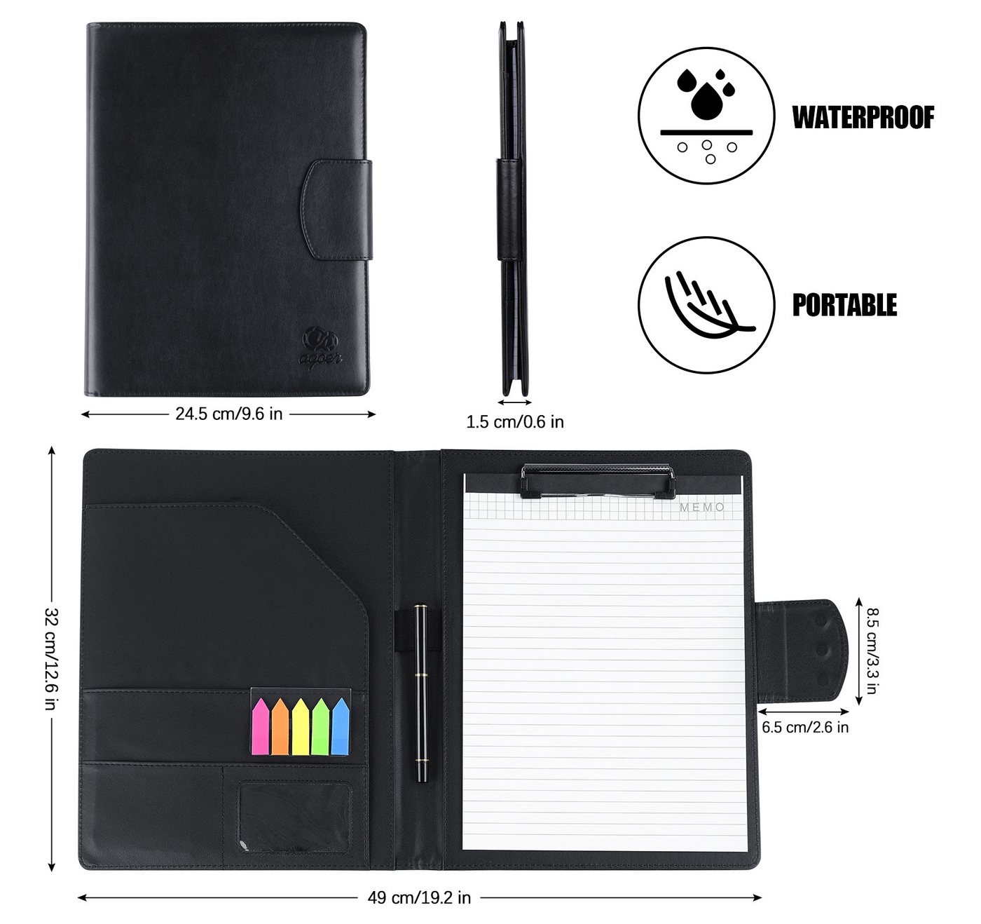 Thumbnail - ElitVita Konferenzmappe Schreibmappe A4, Leder, mit Magnetverschluss Papier Stift (1-St), Klemmbrett Mappe Dokumententas...