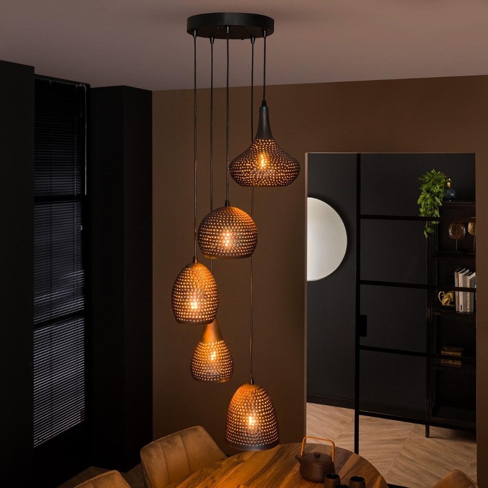 famlights Pendelleuchte famlights, Pendelleuchte Janko in Braun-antik und Bronze E27