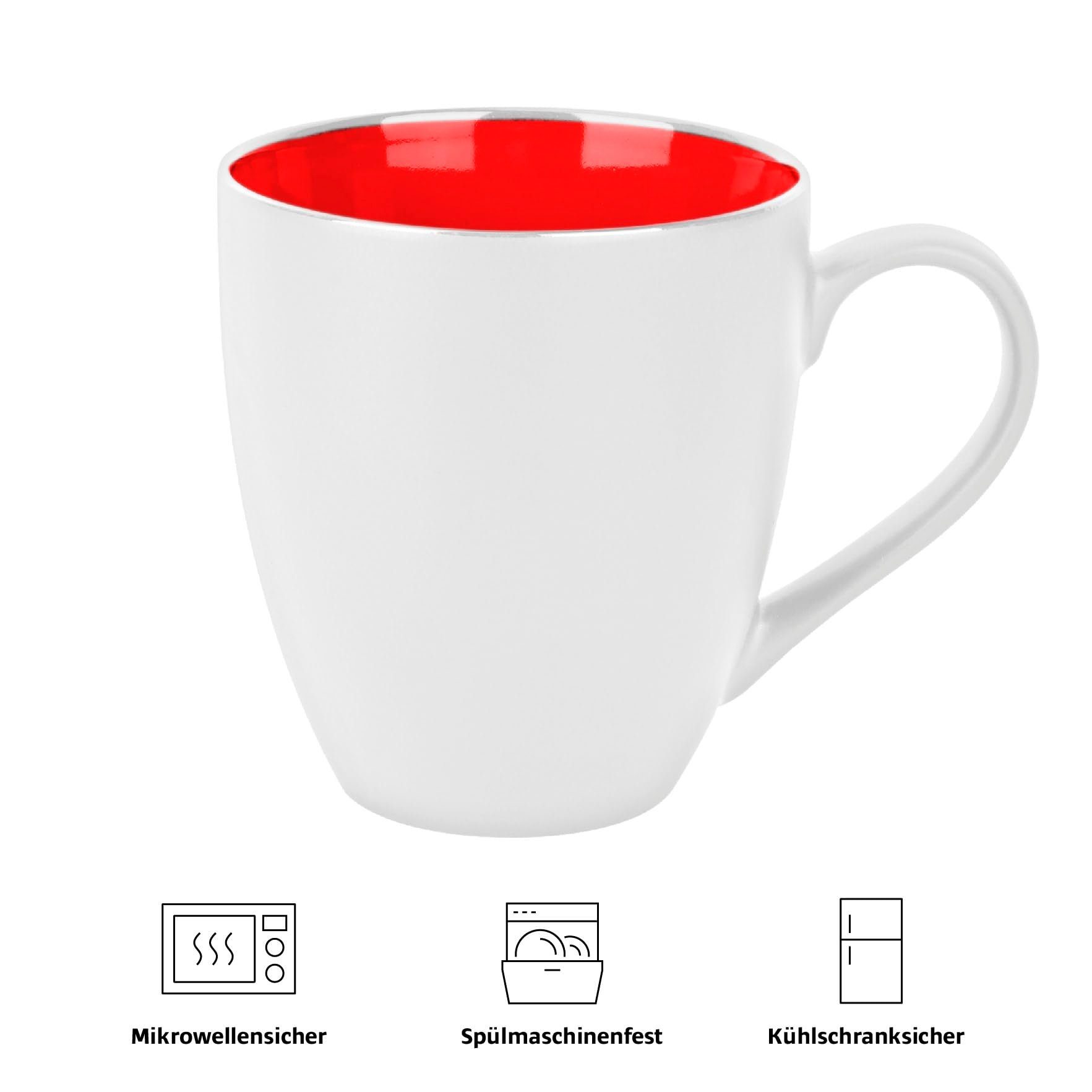 Le Set rot Kollektion Tasse Kaffeetassen (Außen Papillon Weiß) MiaMio