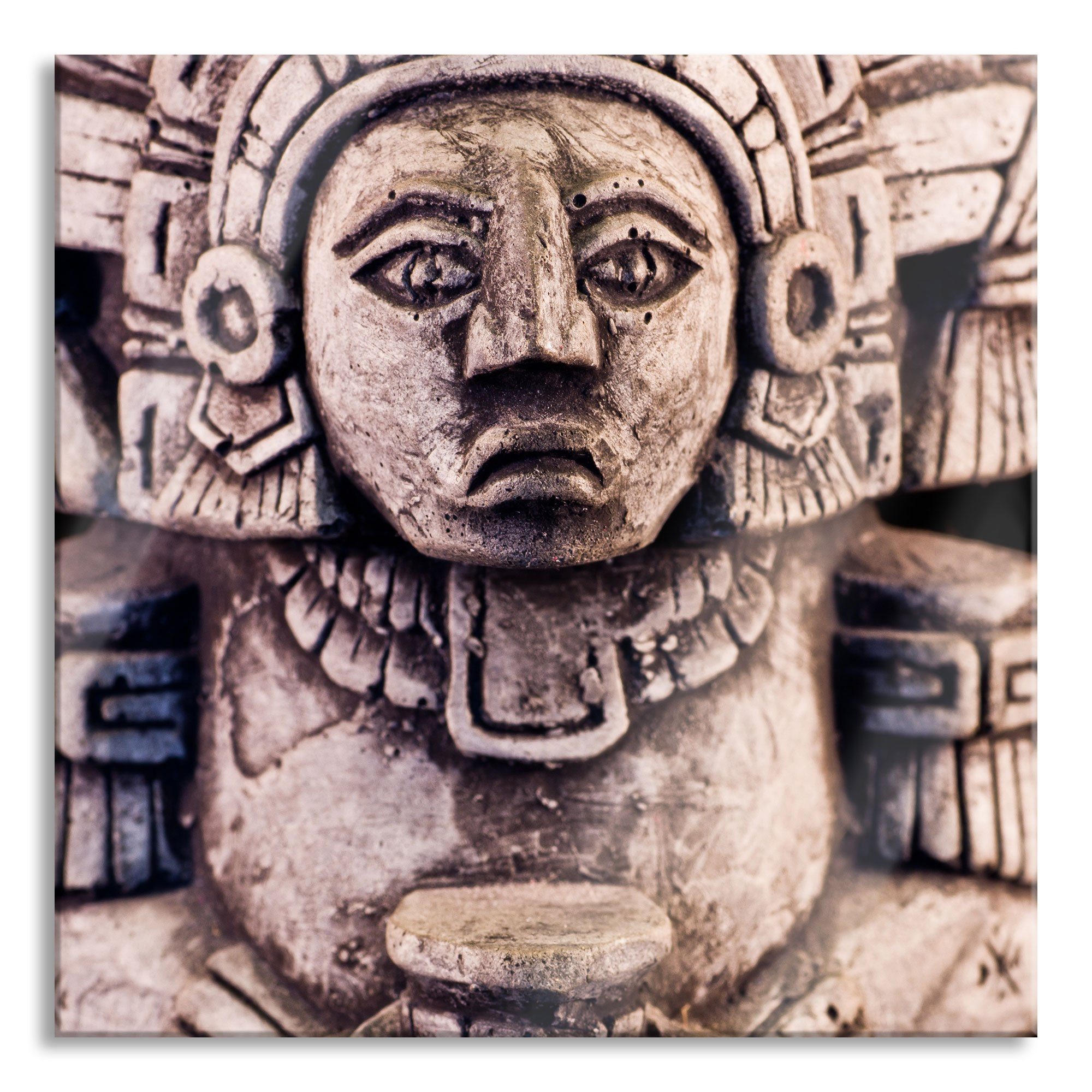 Pixxprint Glasbild kleine Maya Skulptur, kleine Maya Skulptur (1 St), Glasbild aus Echtglas, inkl. Aufhängungen und Abstandshalter