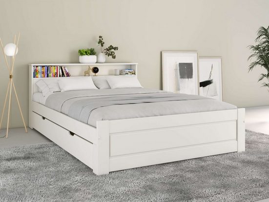 HOME AFFAIRE Bett FLAVION (Schublade optional), Regal - Einrichtungsbeispiel