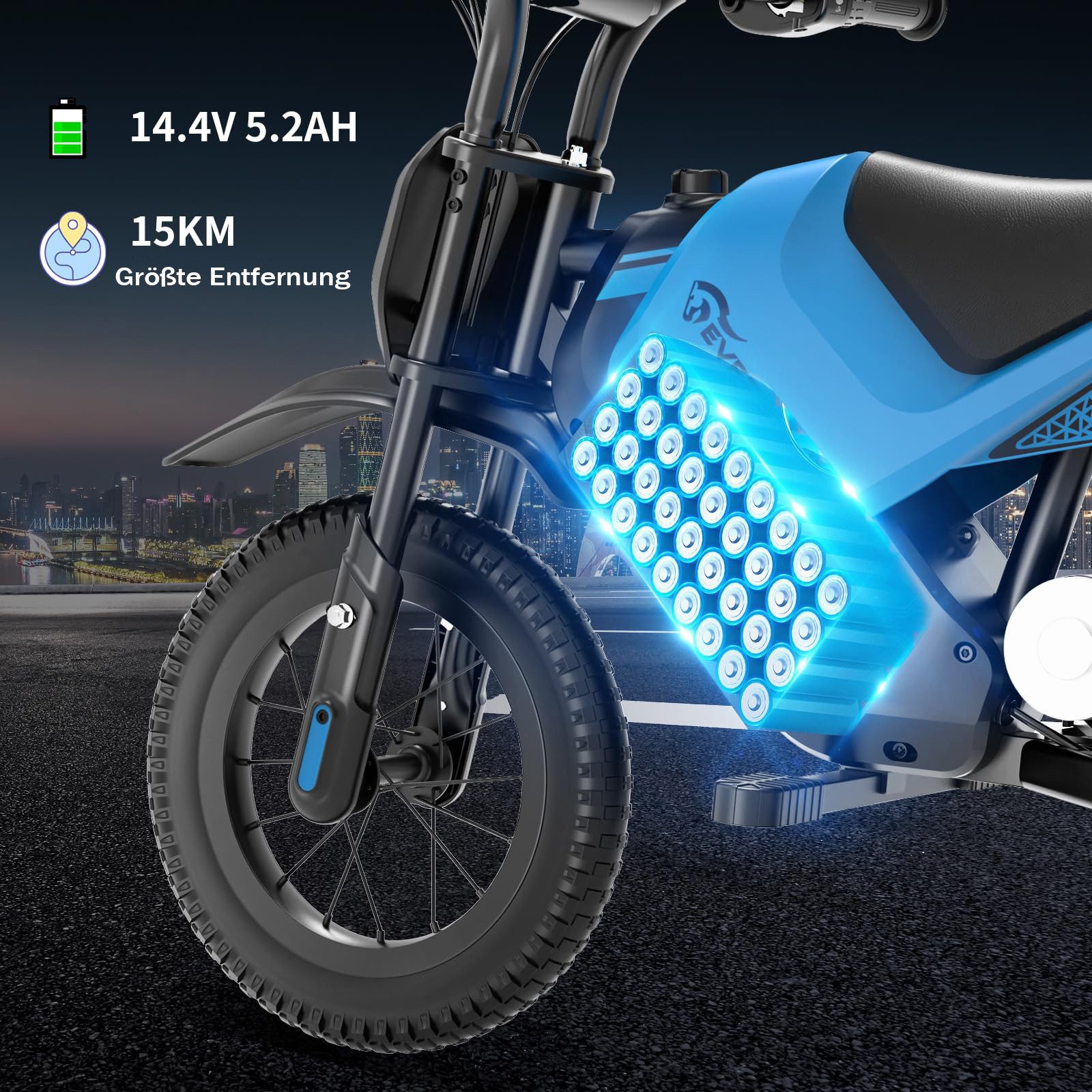 EVERCROSS TECH Elektro-Kindermotorrad Elektro Motorrad mit 150W Motor, 12 Zoll Luftreifen, 5,2AH, MAX 10KM Lange Reichweite, Elektromotorrad für Kinder