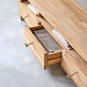 Tikamoon TV-Schrank Minimalys TV Schrank aus massivem Teakholz 170 cm