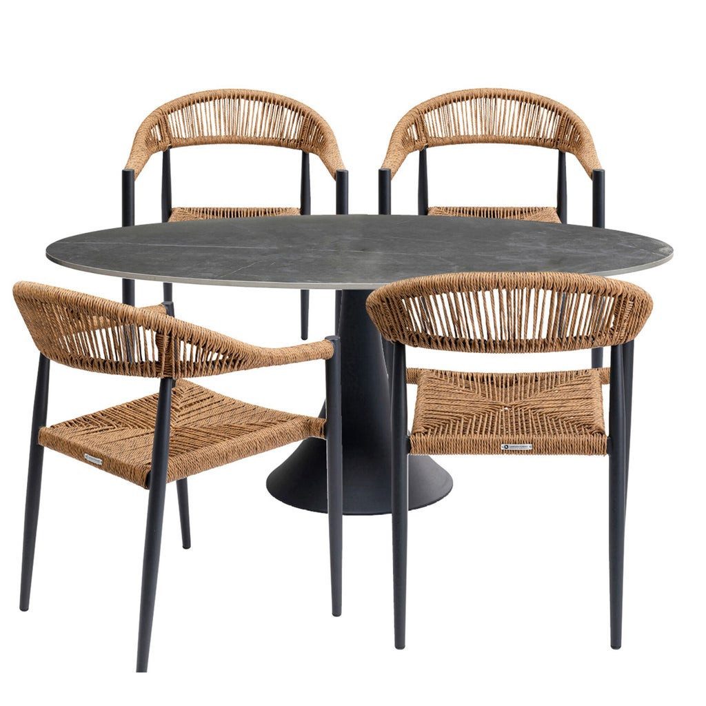 Kare Design Gartenlounge-Set Palma Possibilita, (5-tlg., 4 Stühle, 1 Esstisch)
