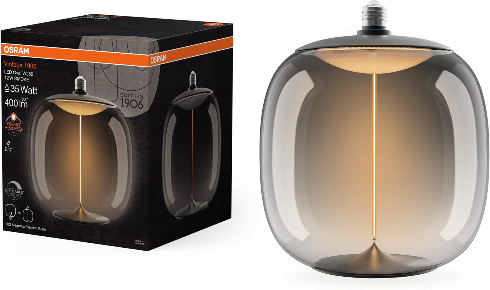 Osram LED-Filament Vintage 1906 Big Oval, E27, 1 St., Warmweiß
