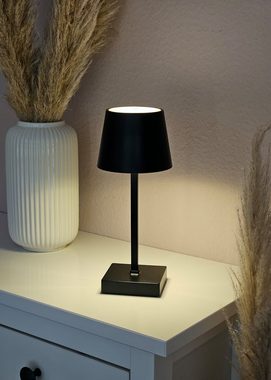 Meinposten LED Tischleuchte Tischleuchte Touch dimmbar LED Lampe schwarz kabellos Höhe 26 cm, LED fest integriert, warmweiß