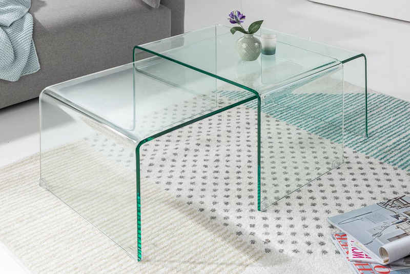 riess-ambiente Couchtisch FANTOME 100cm transparent (Set, 2-St), Wohnzimmer · Glas · eckig · Modern Design