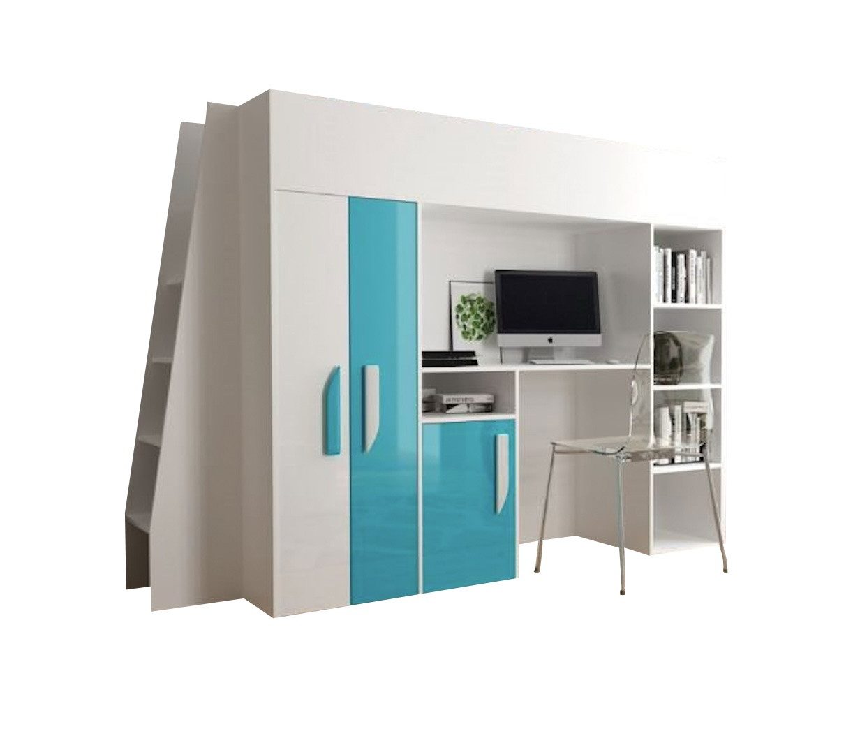 weiß / türkis Hochglanz