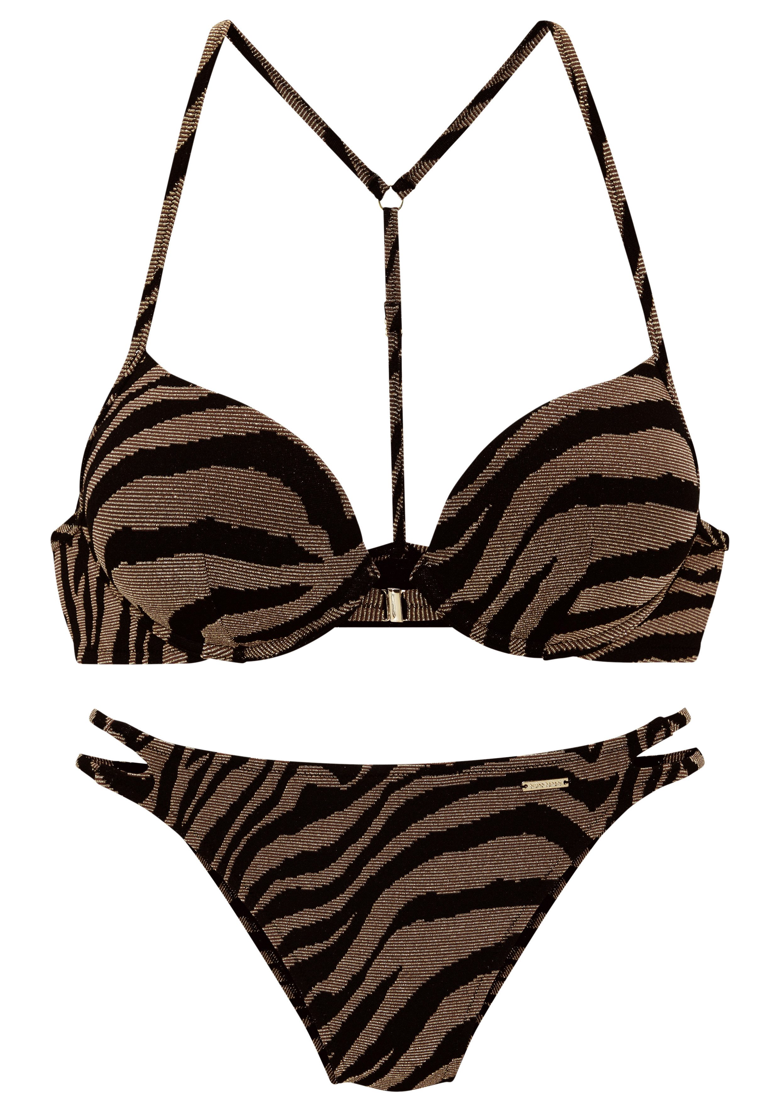 Bruno Banani Push-Up-Bikini in zweifarbiger Animal-Optik günstig online kaufen