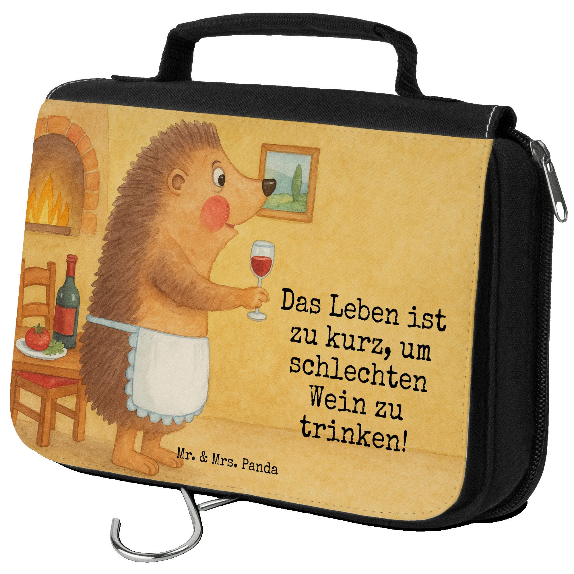 Kulturbeutel Igel Wein Design, kulturtäschchen, Weiß, Geschenk Weinliebhaber, Wein