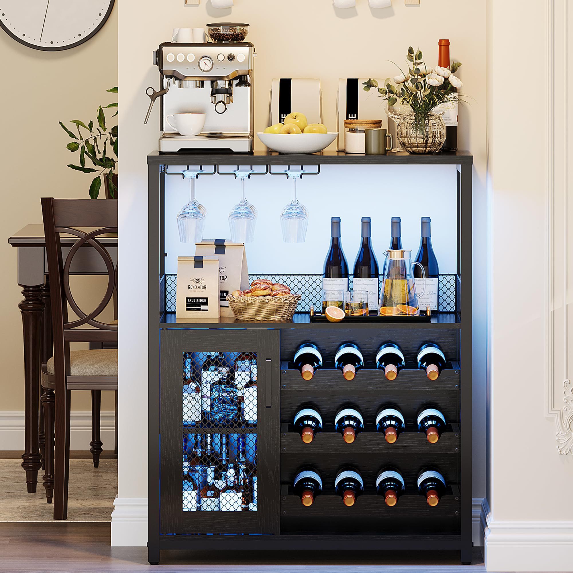 GarveeMore Weinschrank Weinregal Weinständer Barschrank mit Glashalter 69x35x92cm