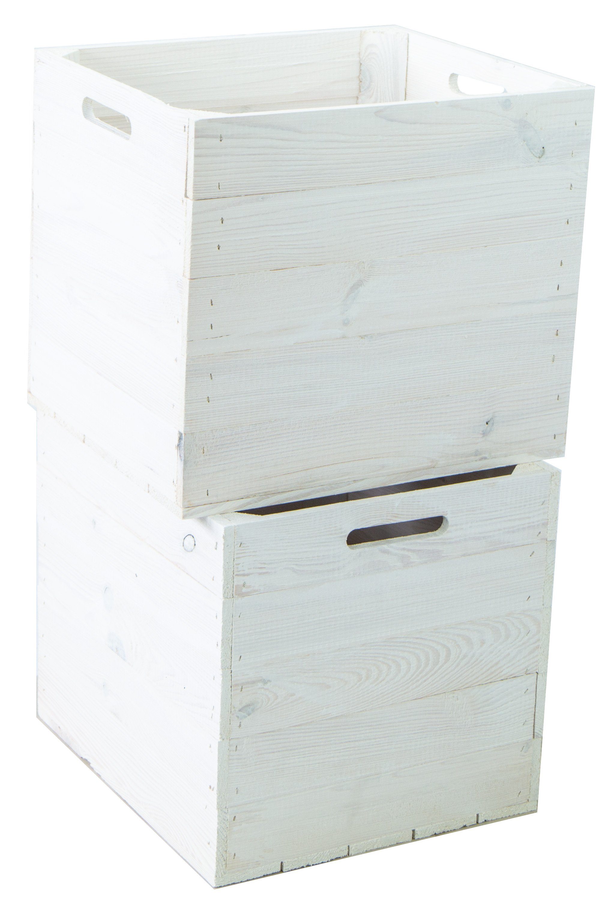 Kistenkolli Altes Land Allzweckkiste 2er Set Holzkiste weiß für Kallax Expeditregaleinsatz (Spar-Set, 2er Set)