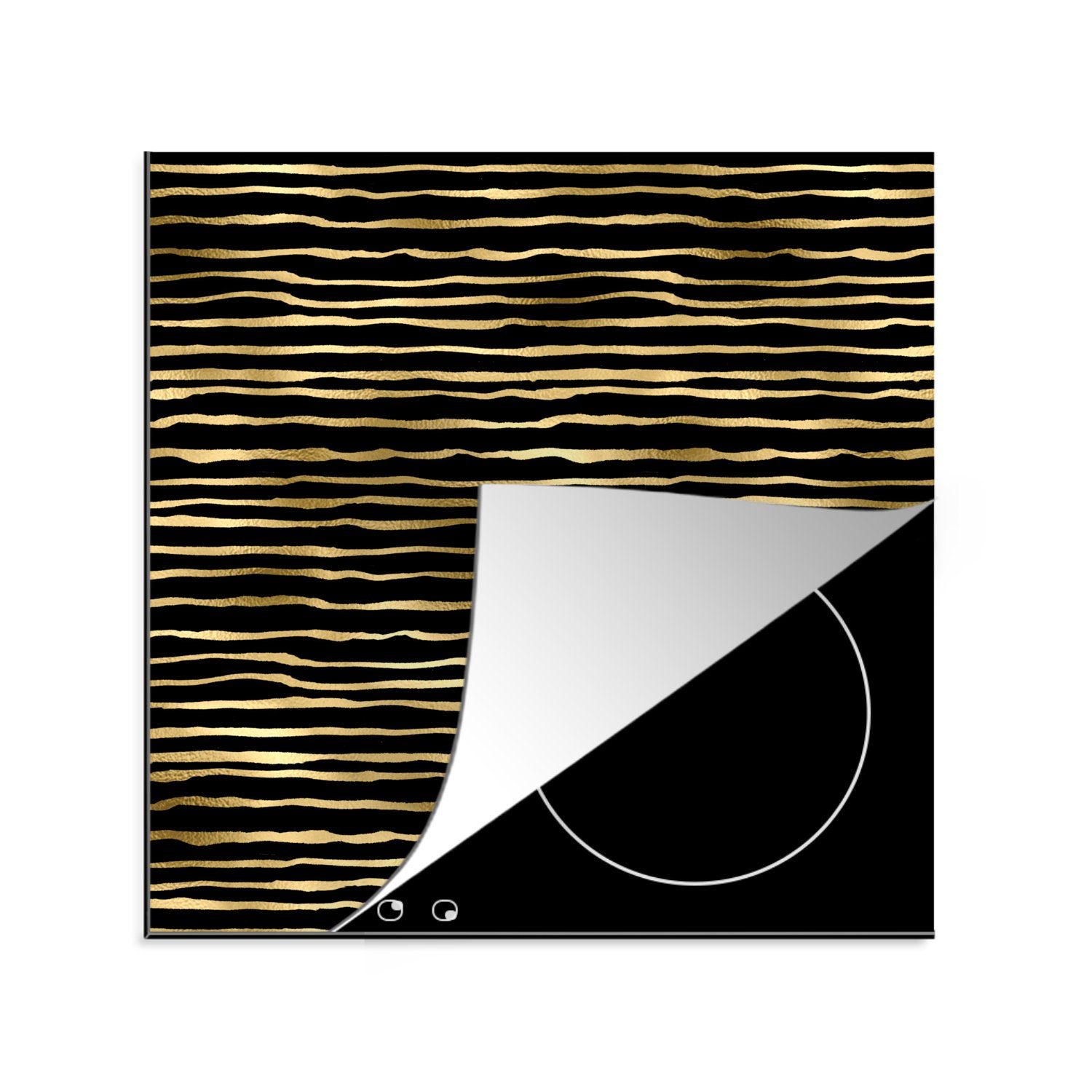 Ceranfeldabdeckung, Muster - tlg), Gold küche für Schwarz, Herdblende-/Abdeckplatte Vinyl, - MuchoWow (1 78x78 Arbeitsplatte cm,