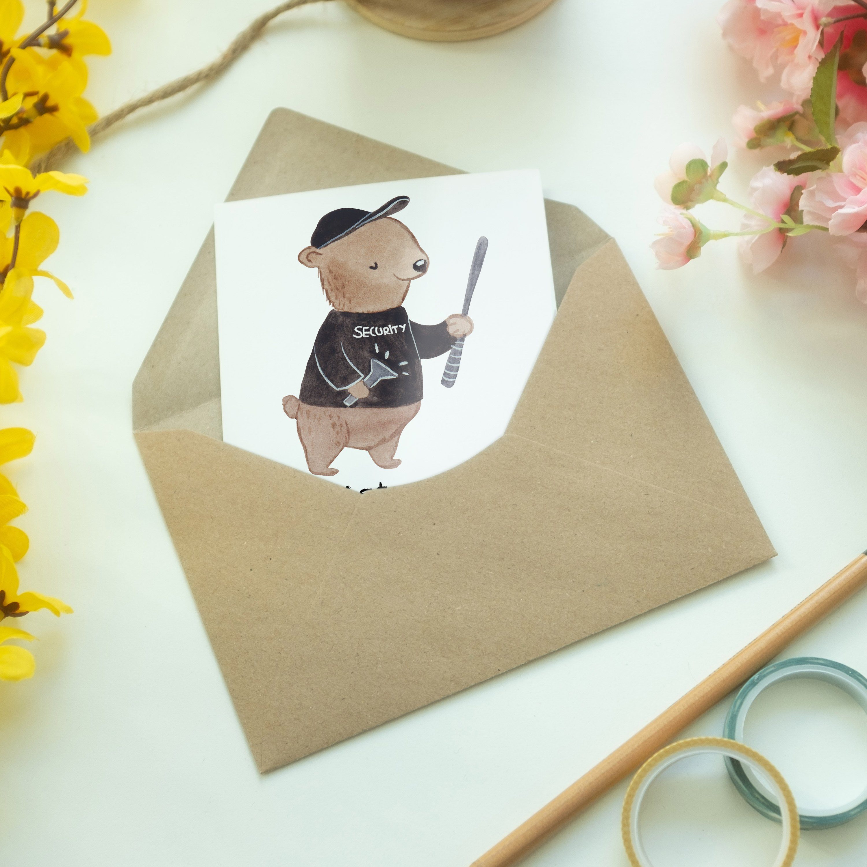 Mr. & Mrs. Panda mit Herz Hochzeitskar - Klappkarte, Weiß - Personenschützer Geschenk, Grußkarte