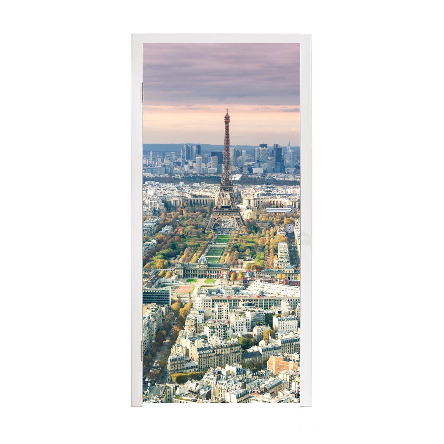 MuchoWow Türtapete Paris - Eiffelturm - Stadt, Matt, bedruckt, (1 St), Fototapete für Tür, Türaufkleber, 75x205 cm