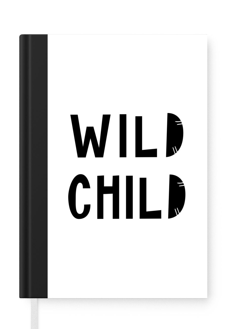 MuchoWow Notizbuch Kinderillustration mit dem Zitat "Wildes Kind" auf weißem Hintergrund, Journal, Merkzettel, Tagebuch, Notizheft, A5, 98 Seiten, Haushaltsbuch