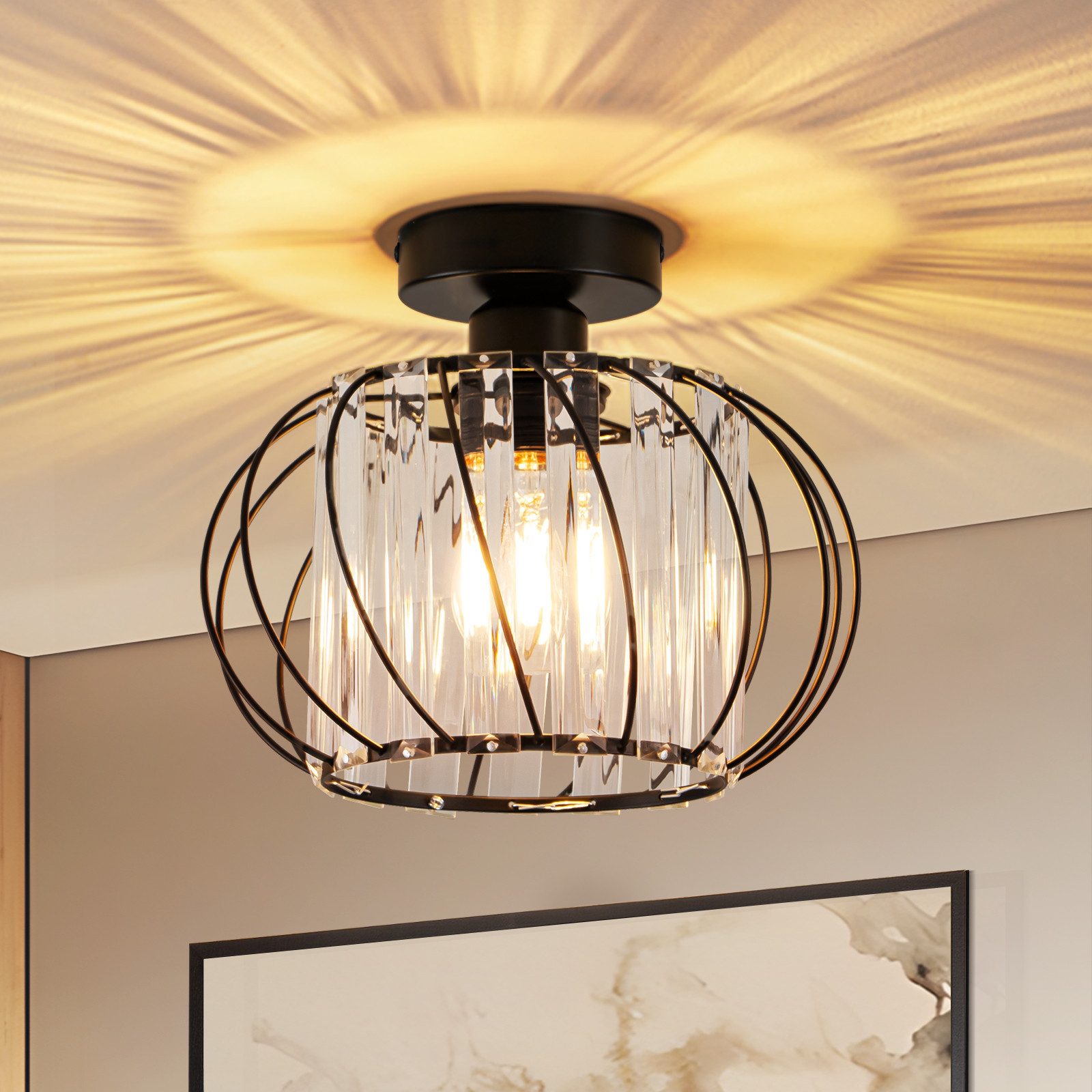 Nettlife Deckenleuchte Vintage Schwarz Kristall Modern E27 Küchenlampe Meta günstig online kaufen