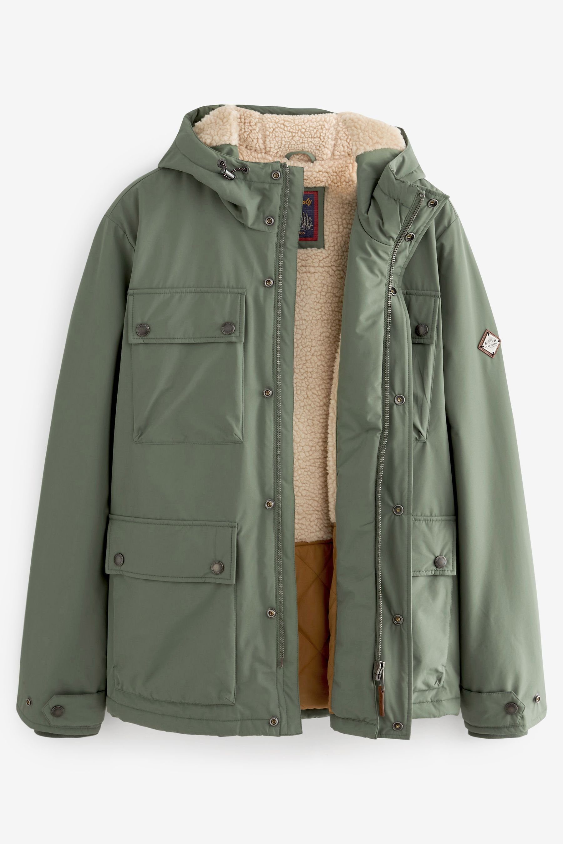 mit Sage Jacke Tasche Green (1-St) Winterjacke Plüschfutter Next 4 und