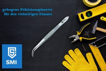 SMI Präzisionspinzette 12,5 cm Gebogene Pinzette Anatomisch Hobby Pinzette DIY Handwerk, Präzise gezackte Spitze