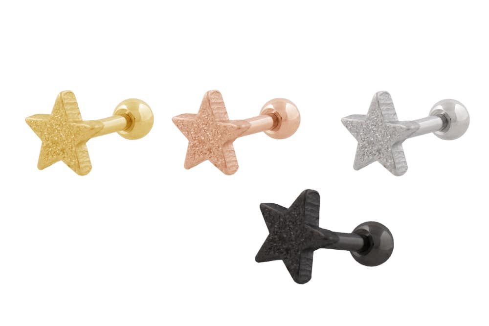 PIERCINGLINE Piercing-Set Chirurgenstahl Ohrpiercing STERN + DIAMANTOPTIK (Mini-Barbells, 1-tlg)