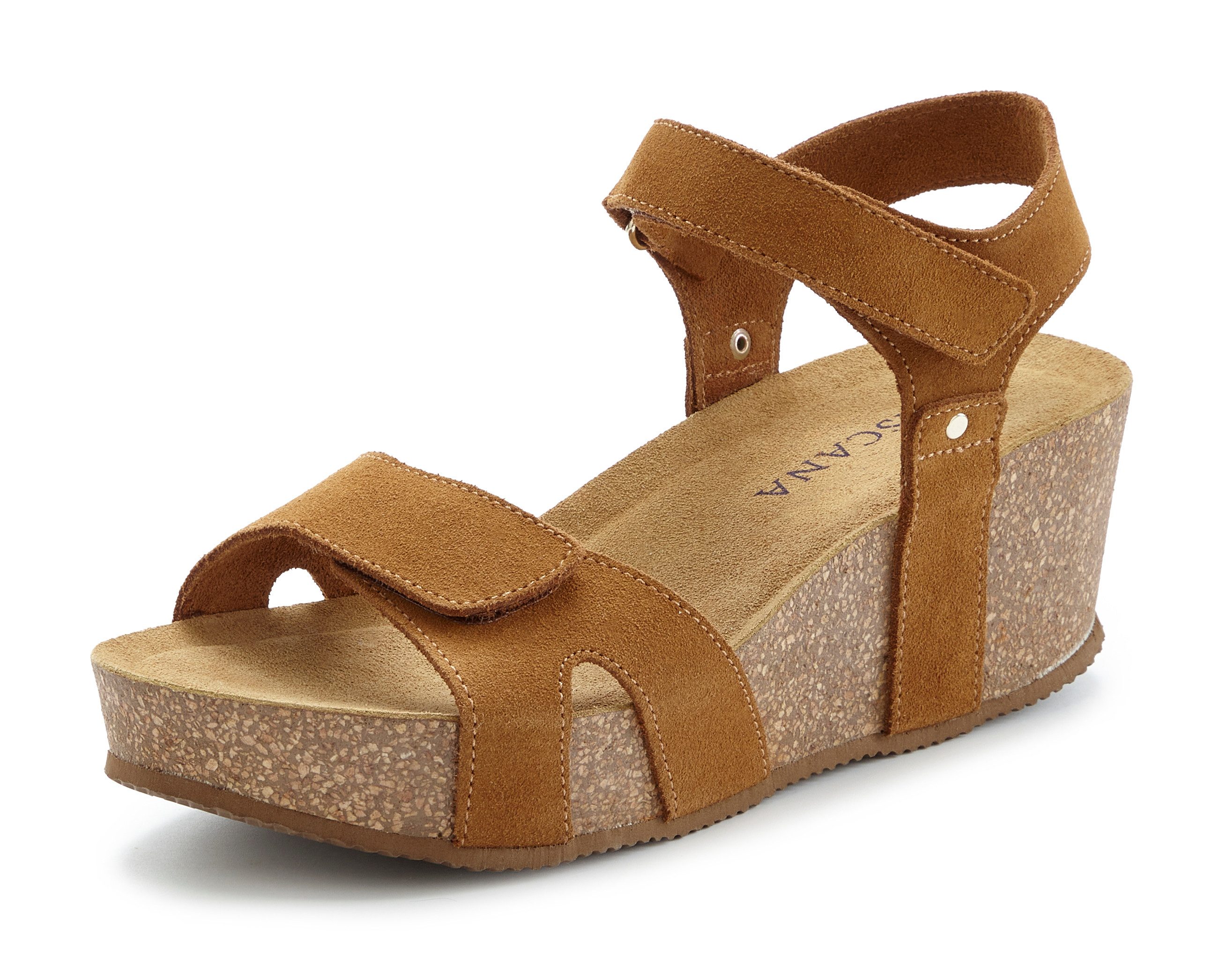 LASCANA Sommerschuh, Sandale, offener Schuh, Keilsandalette, Sandalette NEU aus Leder mit komfortablem Keilabsatz